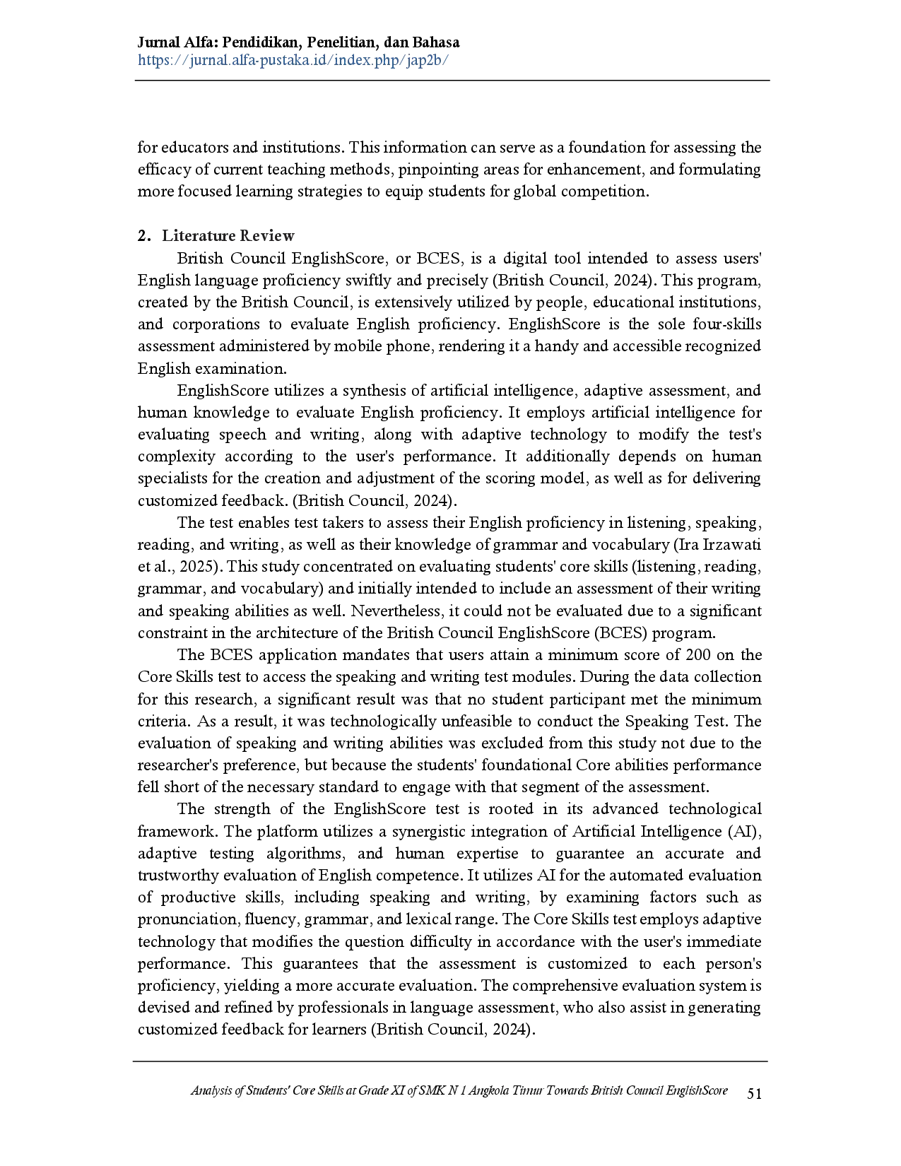 juris Analysis of Students Core Skills at Grade XI of SMK N 1 Angkola Timur Towards British Council EnglishScore