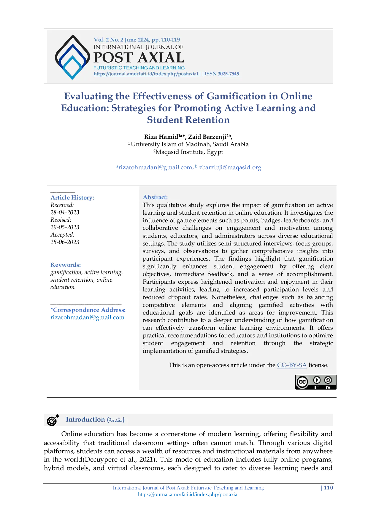 JURIS Evaluating the Effectiveness of Gamification in Online Education Strategies for Promoting Active Learning and Student Retention