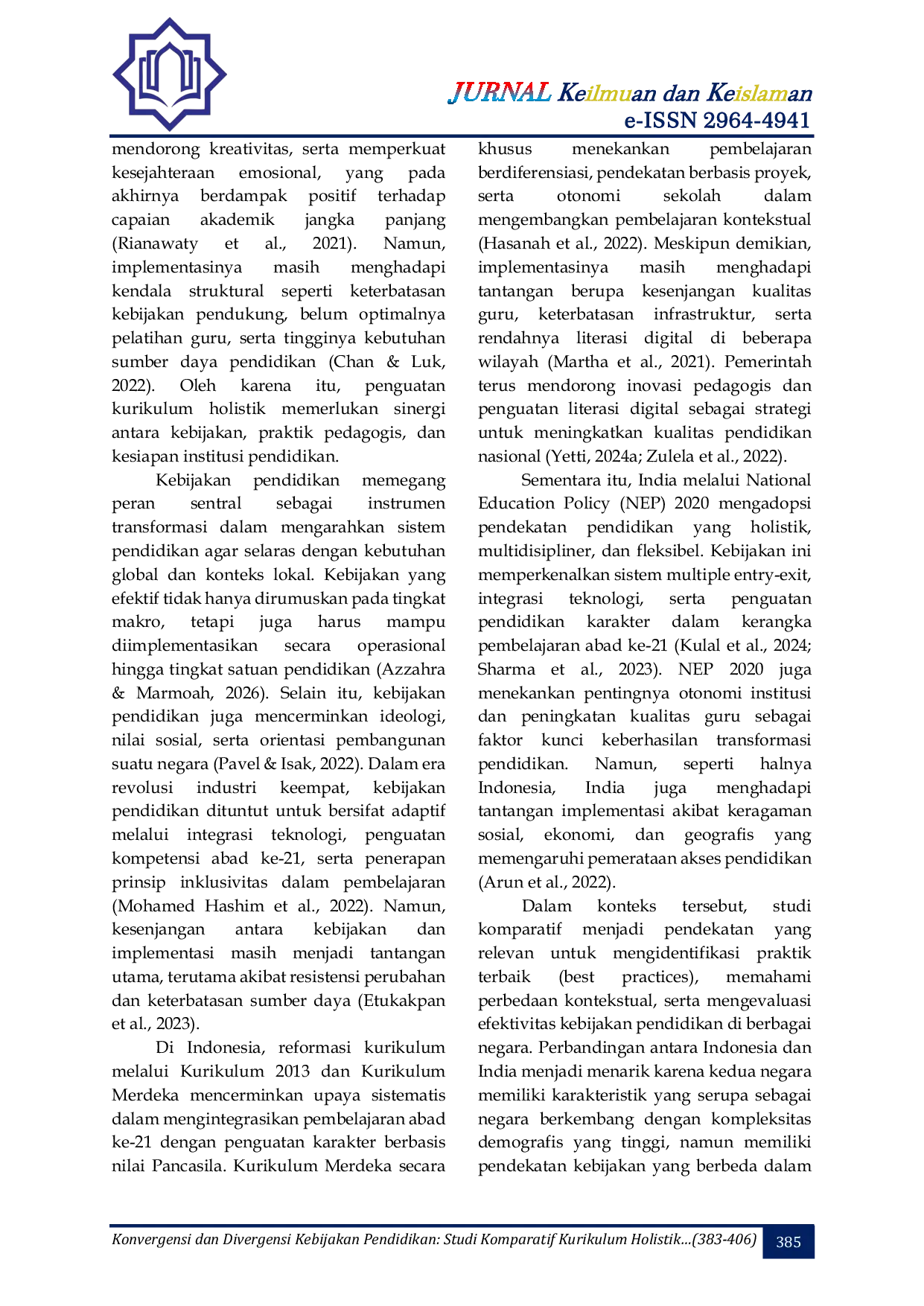 JURIS Konvergensi dan Divergensi Kebijakan Pendidikan Studi Komparatif Kurikulum Holistik di India dan Indonesia