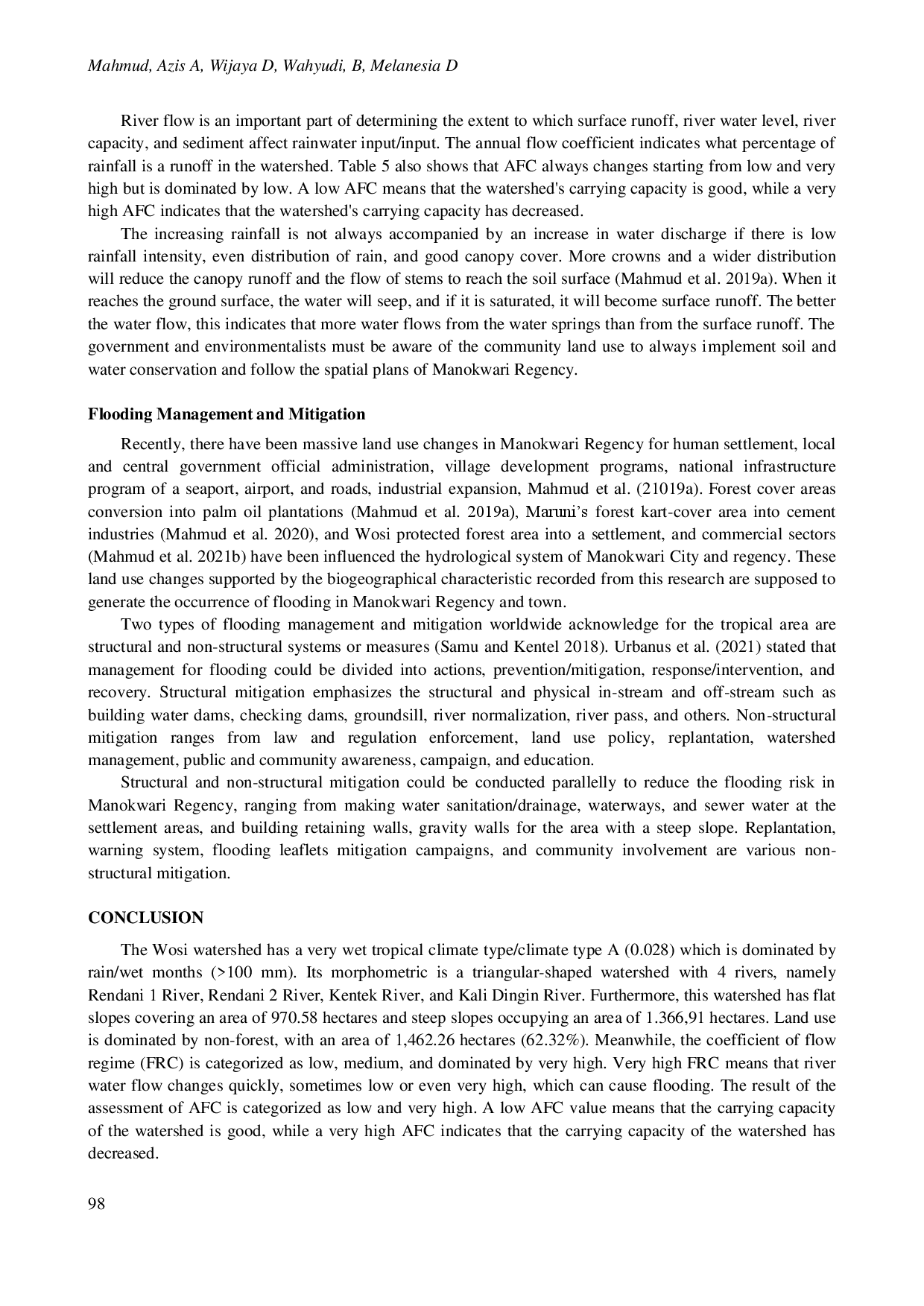 juris Biophysical characteristics of Wosi Watershed area in Manokwari Regency Indonesia