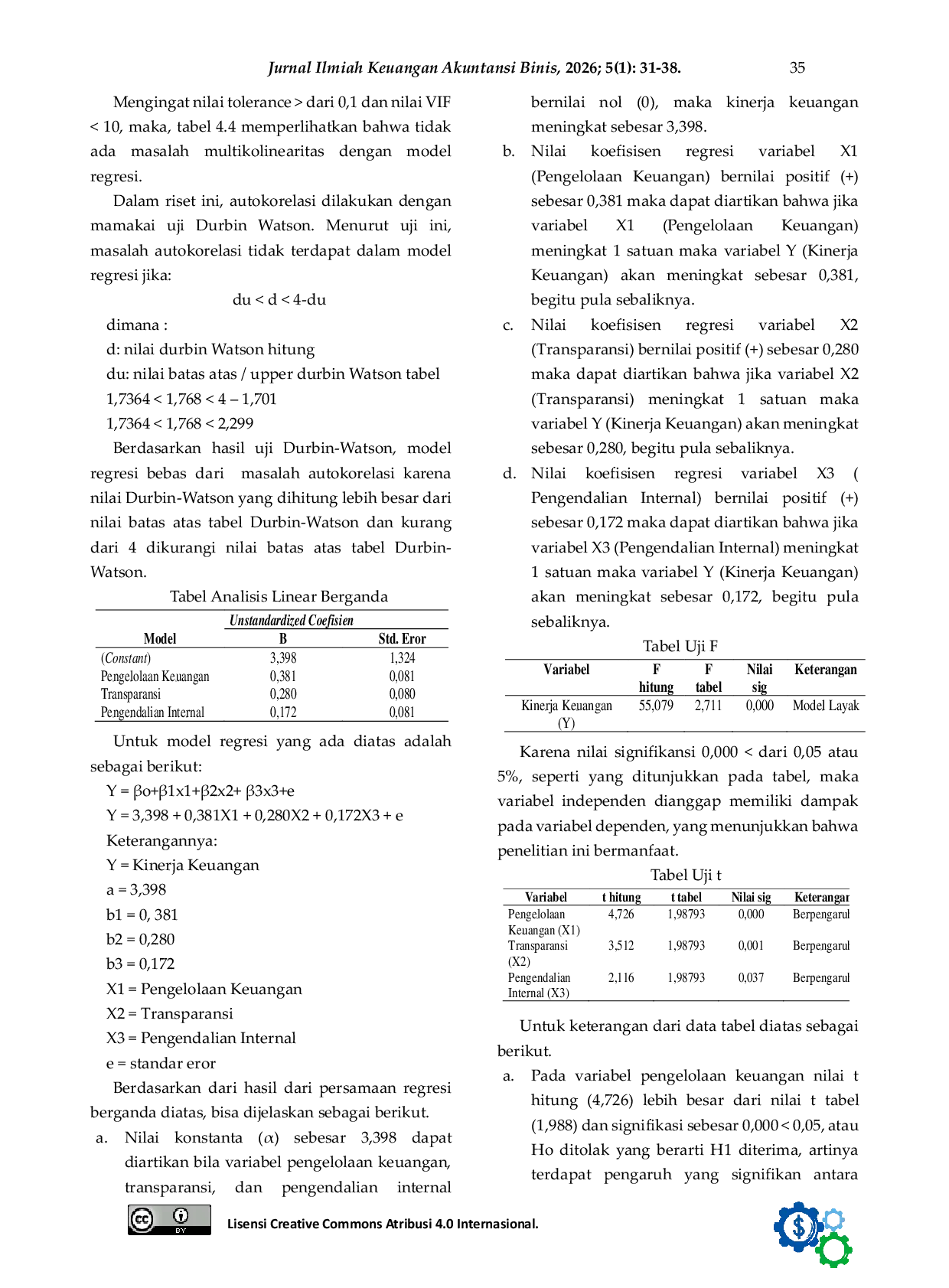 JURIS Pengelolaan Keuangan Transparansi dan Pengendalian Internal terhadap Kinerja Keuangan Desa Studi pada Pemerintah Desa Papahan Kabupaten Karanganyar