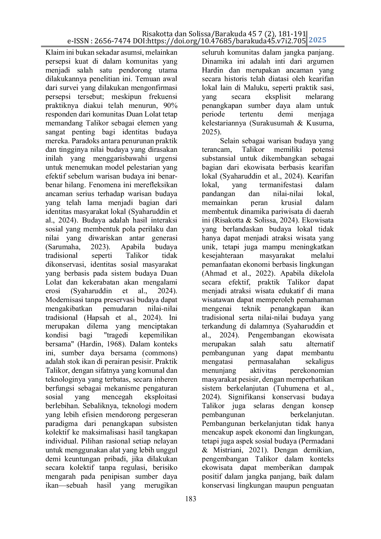 JURIS Development Model of Talikor as Cultural Heritage and Ecotourism for Economic Improvement and Cultural Preservation of Duan Lolat
