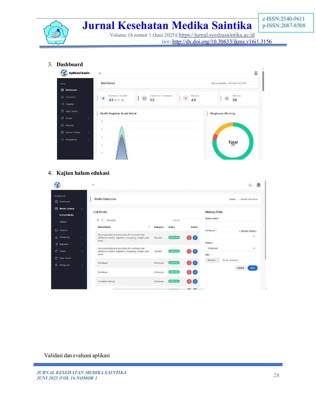 JURIS Aplikasi Pengelolaan Kelas Ibu Hamil KASIH di Puskesmas Tebing Gerinting Kecamatan Indralaya Selatan Kabupaten Ogan Ilir