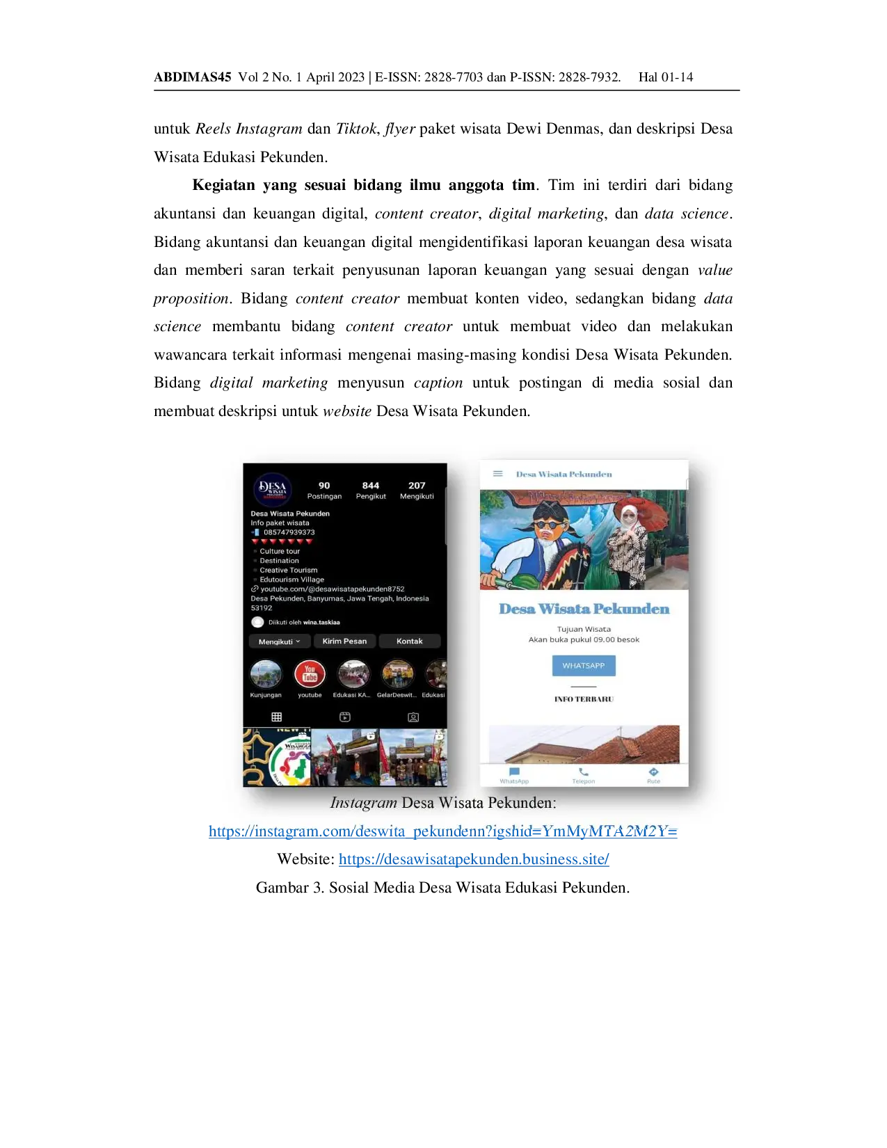 JURIS Pengembangan Digitalisasi Melalui Branding Wisata Di Desa Wisata Pekunden