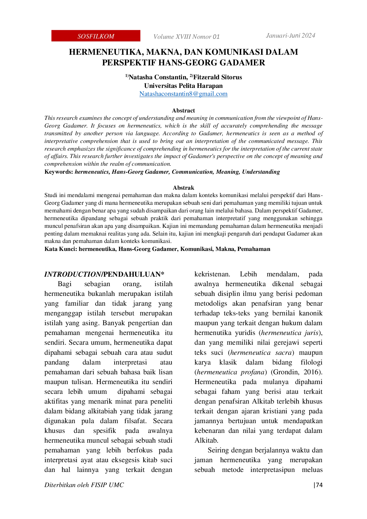 JURIS Hermeneutika Makna Dan Komunikasi Dalam Perspektif Hans Georg Gadamer