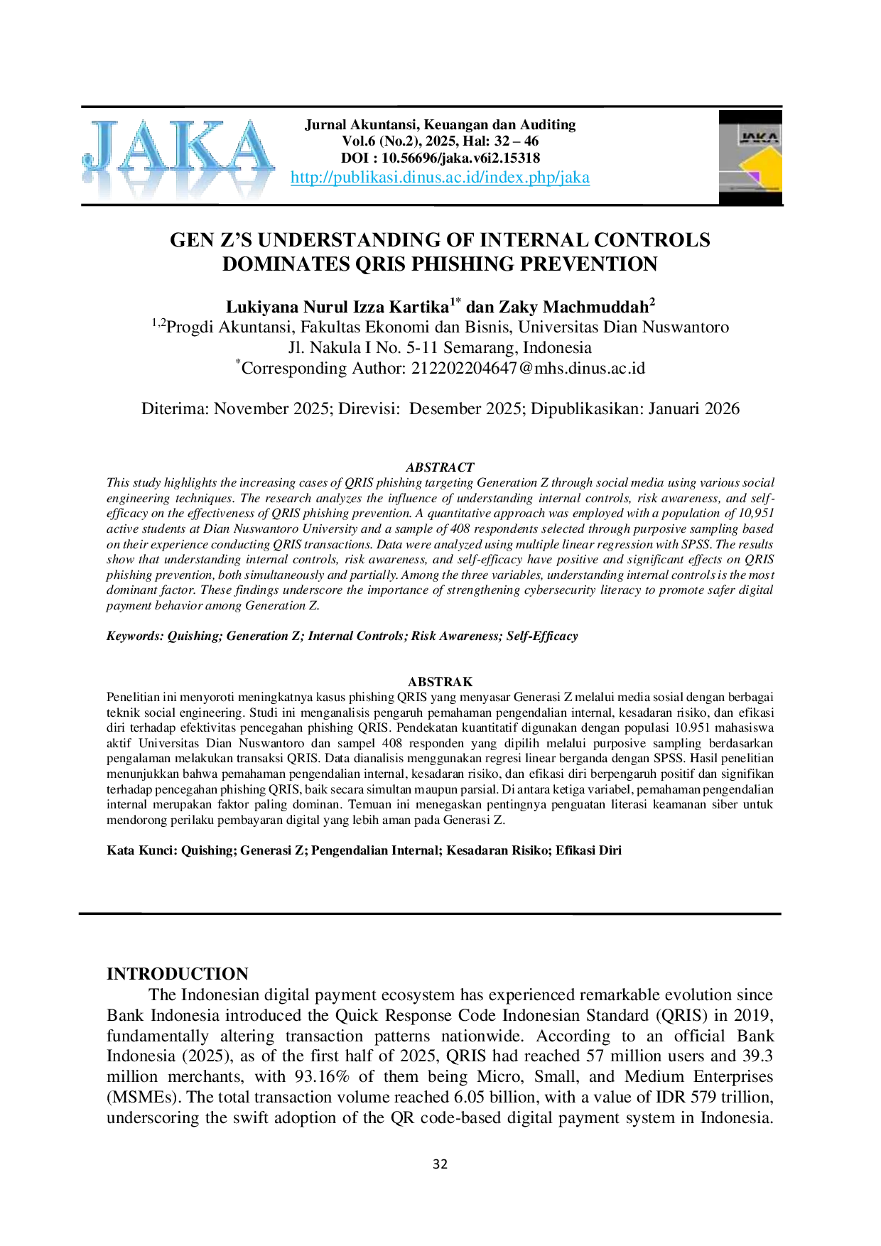 JURIS Gen Z s Understanding of Internal Controls Dominates QRIS Phishing Prevention