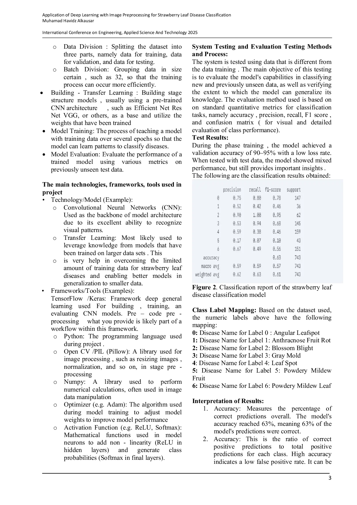 JURIS Application of Deep Learning with Image Preprocessing for Strawberry Leaf Disease Classification