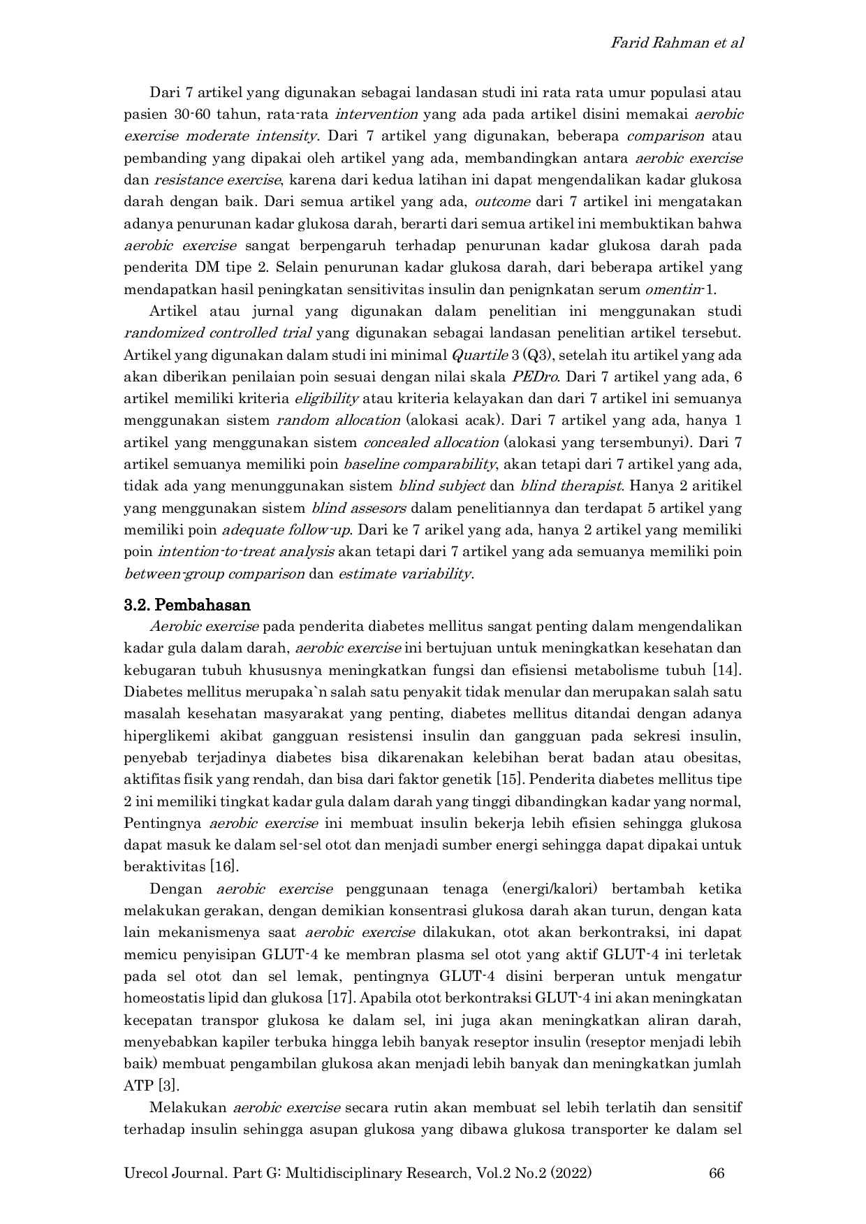 JURIS The Effect of Aerobic Exercise on Blood Glucose Levels in Type 2 Diabetes Mellitus Patients Critical Review