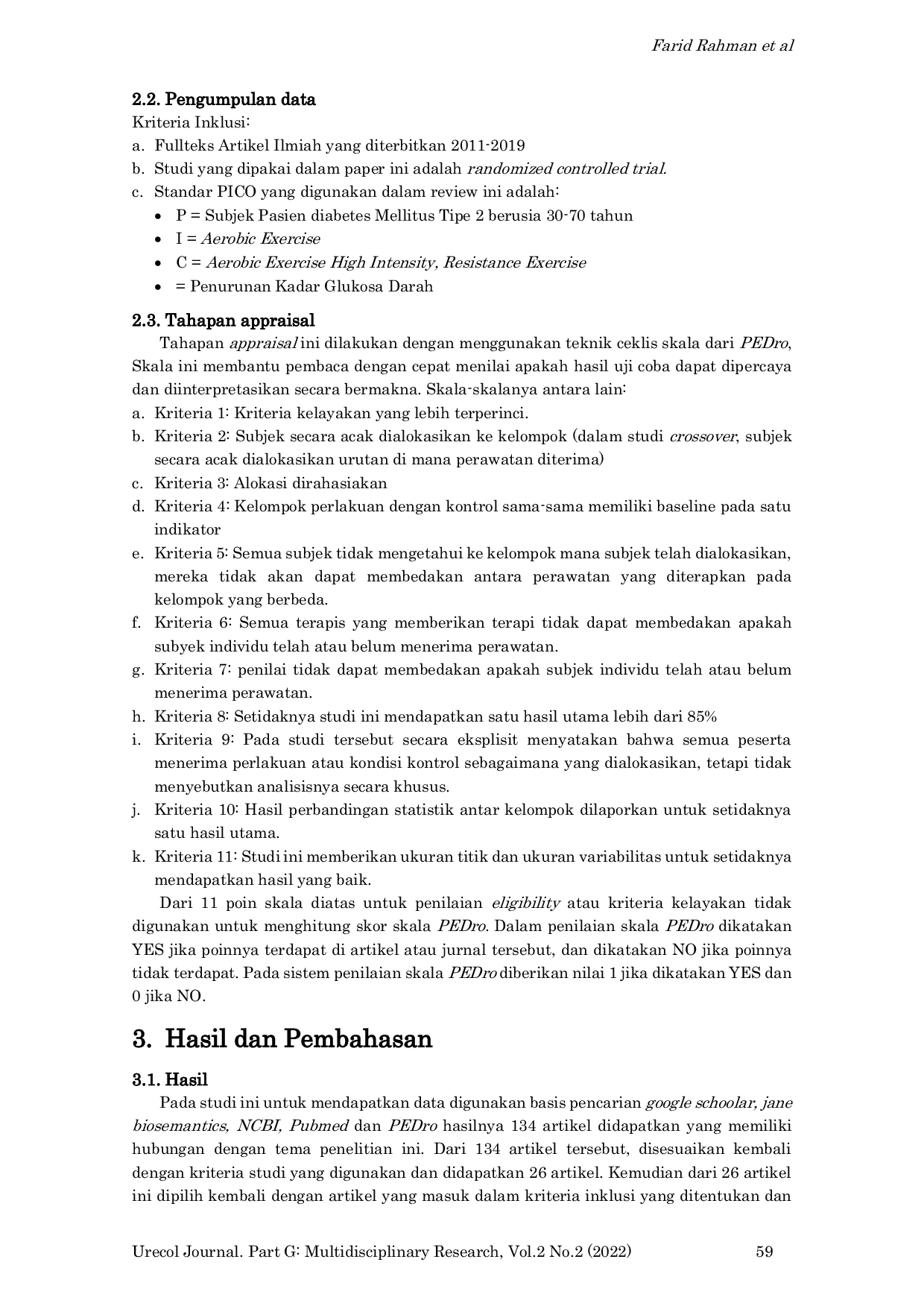 JURIS The Effect of Aerobic Exercise on Blood Glucose Levels in Type 2 Diabetes Mellitus Patients Critical Review