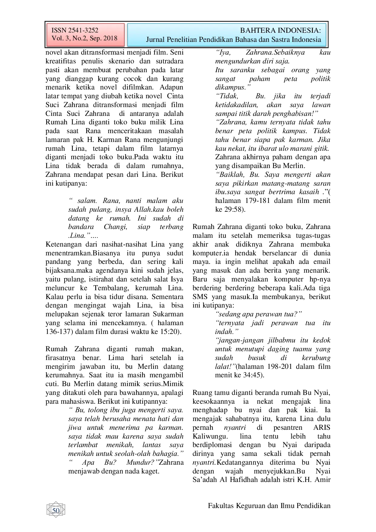 JURIS Transformasi Novel Cinta Suci Zahrana Karya Habiburrahman El Shirazy Menjadi Bentuk Film Cinta Suci Zahrana Sebuah Kajian Ekranisasi