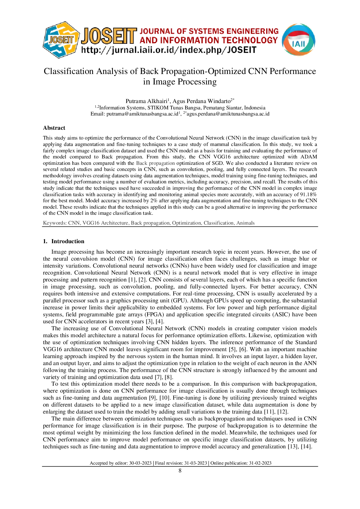 JURIS Classification Analysis of Back propagation Optimized CNN Performance in Image Processing