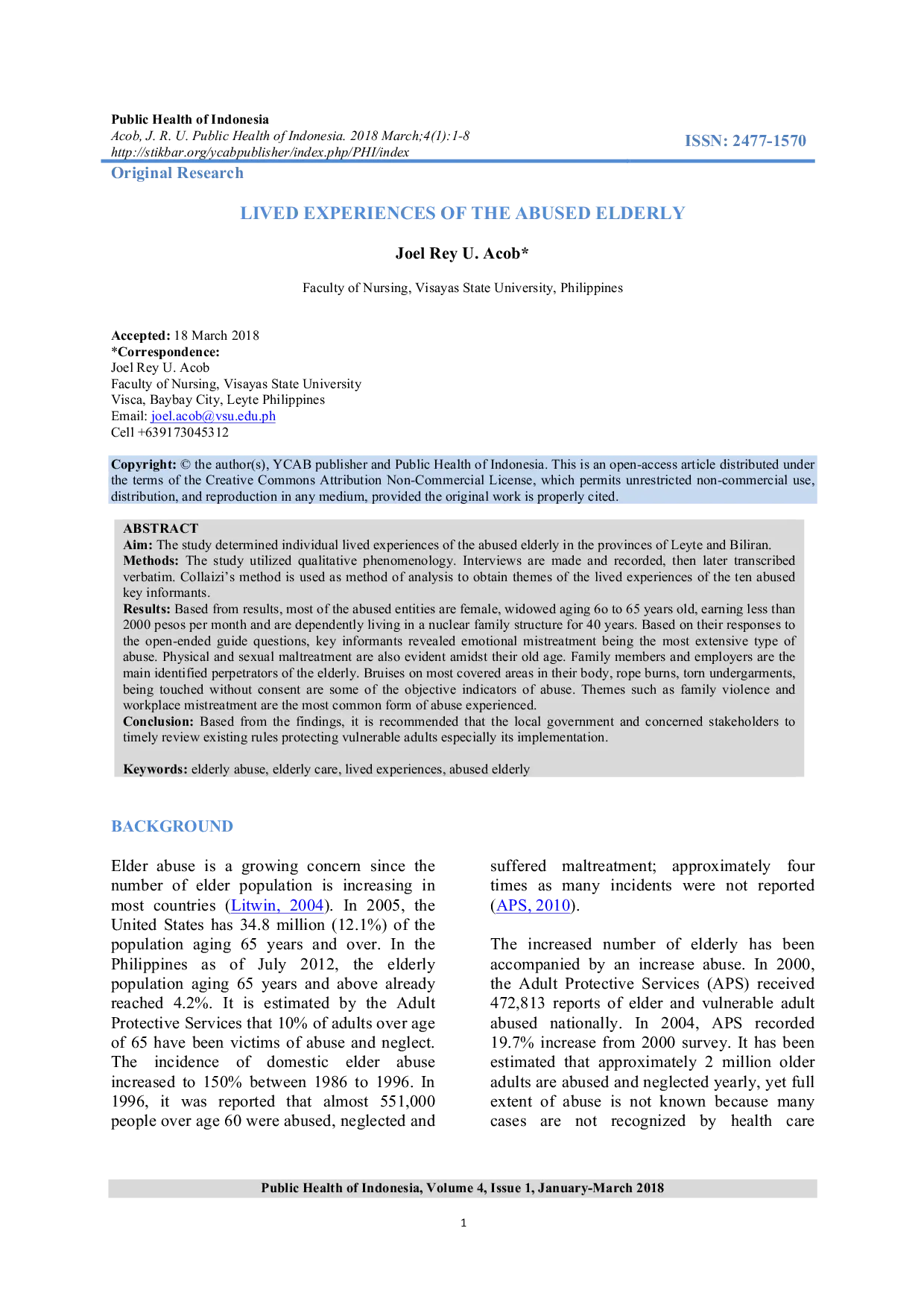 JURIS Lived Experiences Of The Abused Elderly