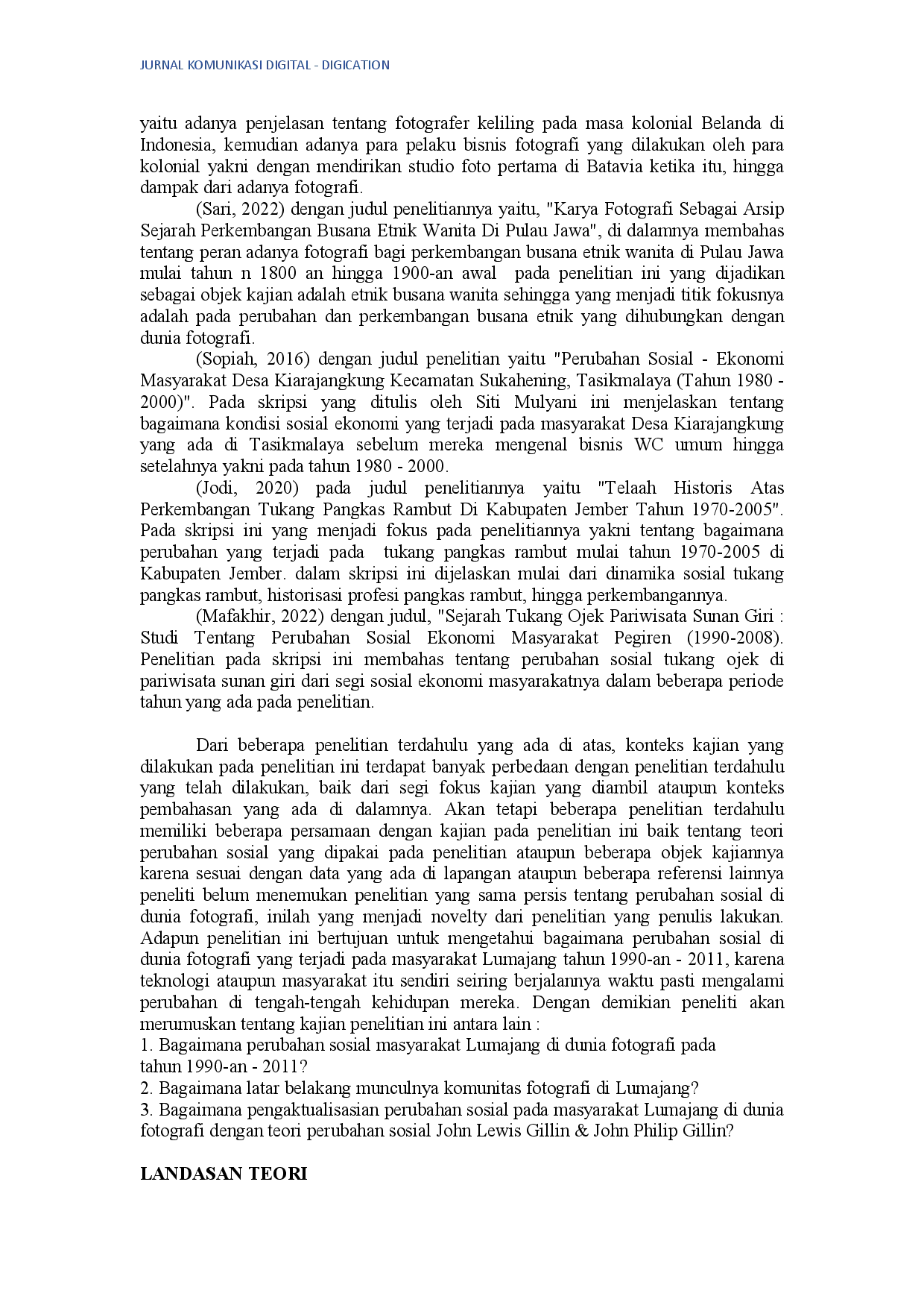 juris Perubahan Sosial Masyarakat Lumajang Di Dunia Fotografi Tahun 1990 An Sampai 2011