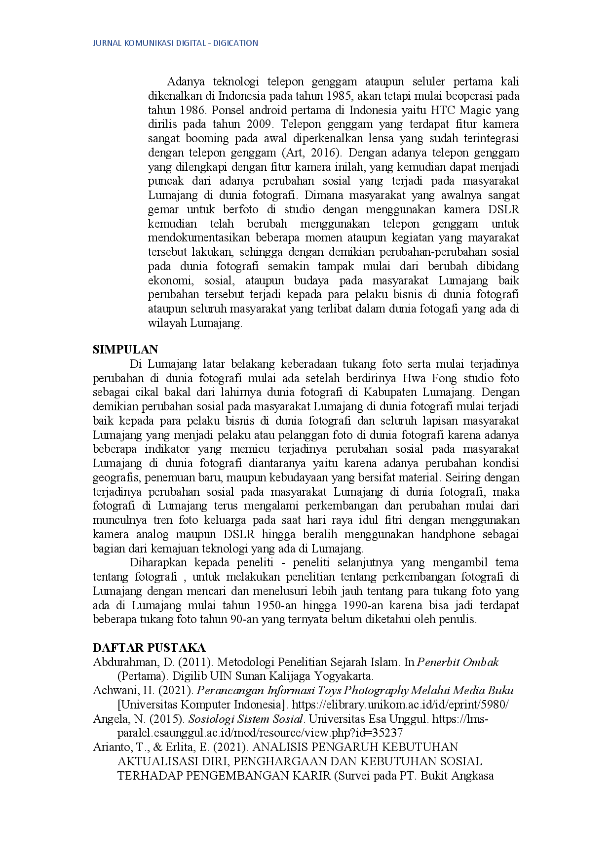 juris Perubahan Sosial Masyarakat Lumajang Di Dunia Fotografi Tahun 1990 An Sampai 2011