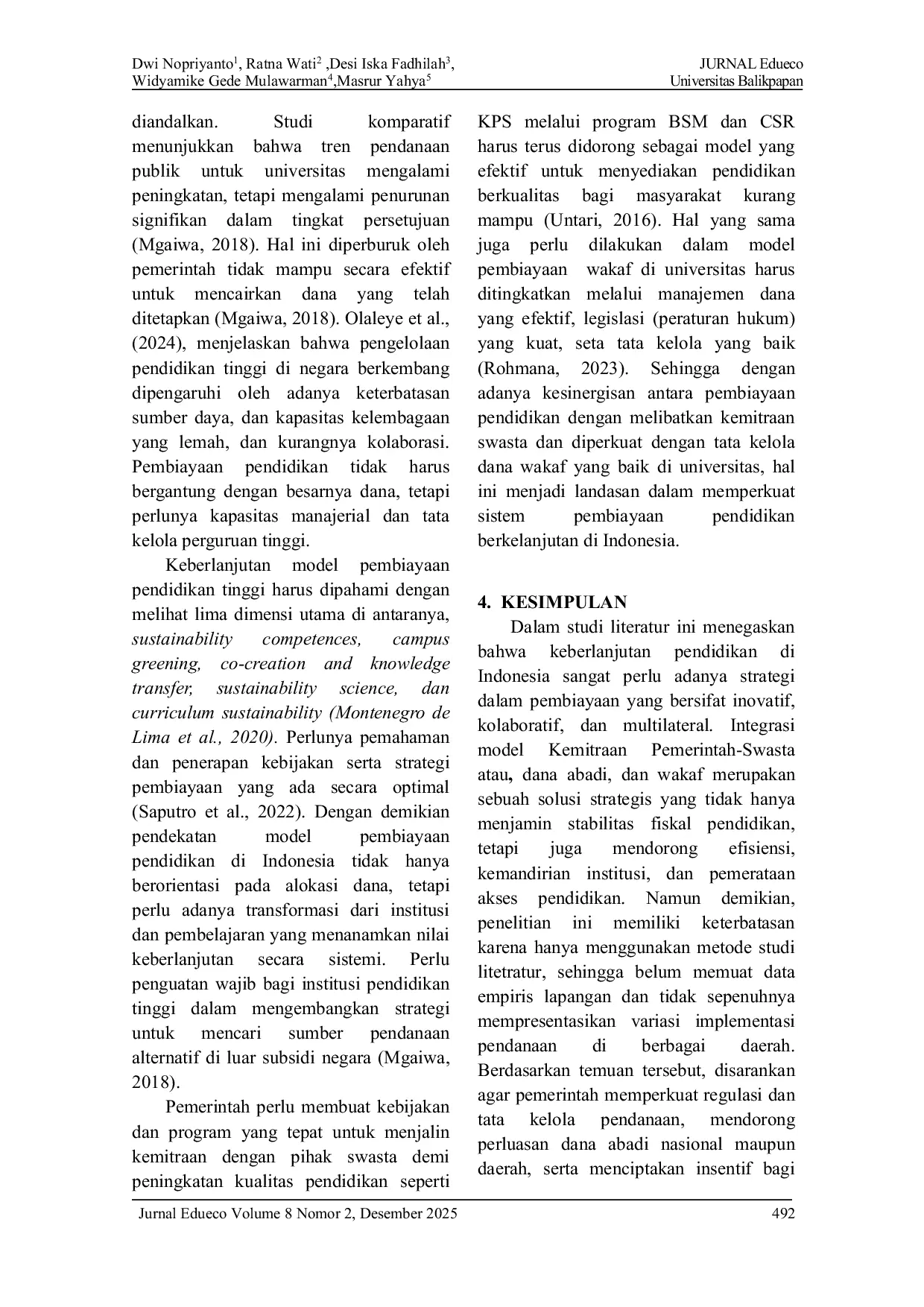 JURIS Pembiayaan Berkelanjutan Pendidikan Indonesia Integrasi Kemitraan Dana Abadi dan Wakaf