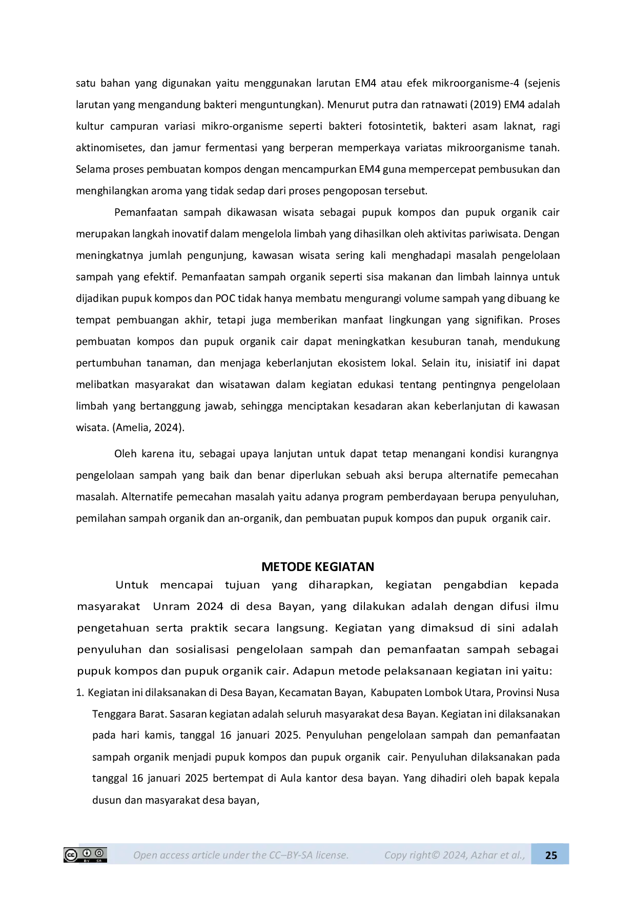 JURIS Pemanfaatan Limbah Organik Sebagai Pupuk Kompos Dan Pupuk Organik Cair POC Di Kawasan Wisata Desa Bayan