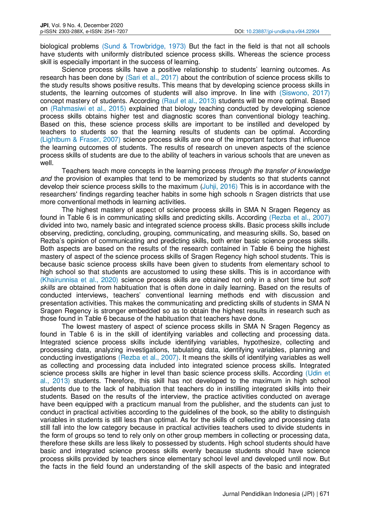 juris Effectiveness of Teacher Professionalism in The Science Process Skills of Students