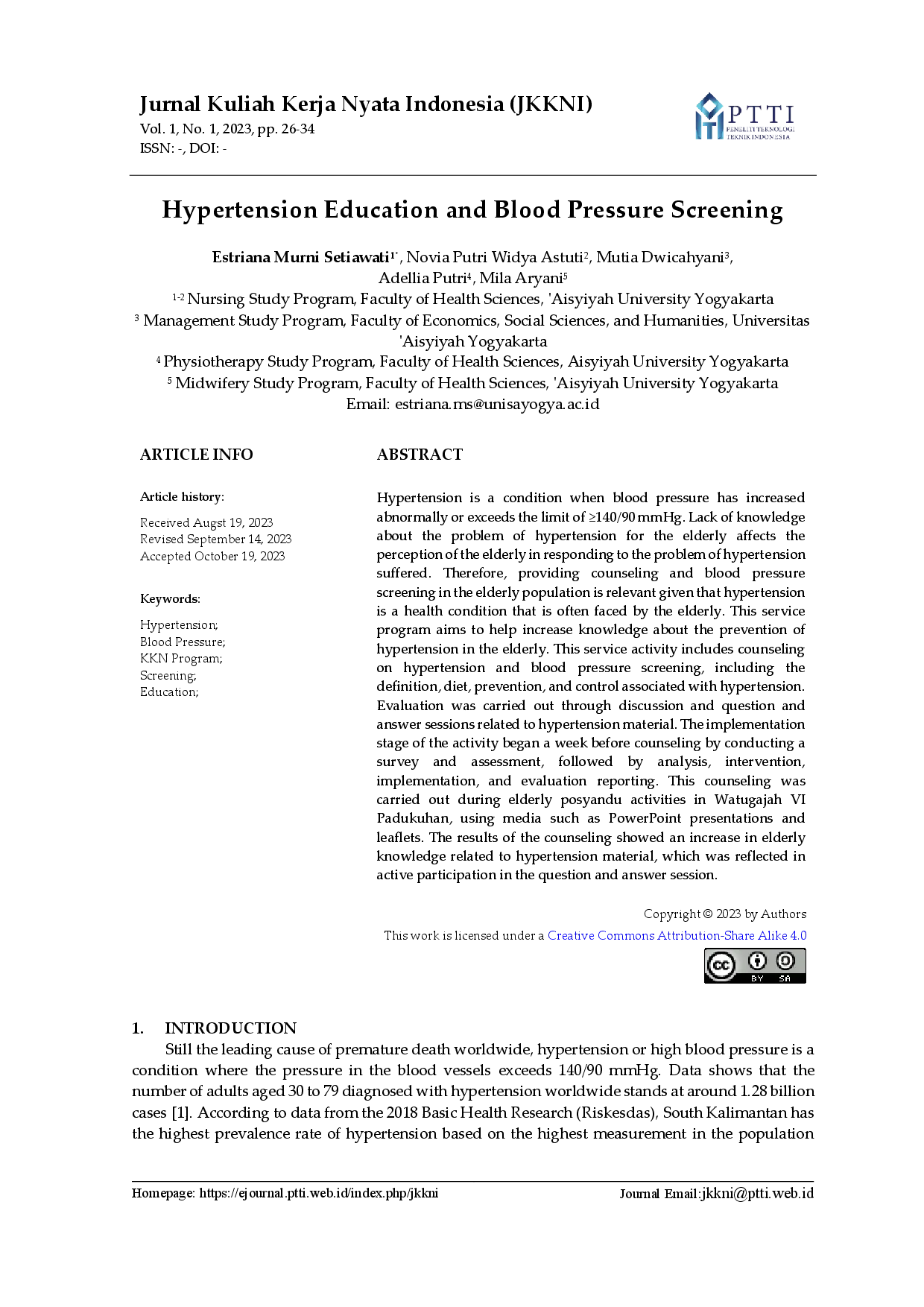 juris Hypertension Education and Blood Pressure Screening