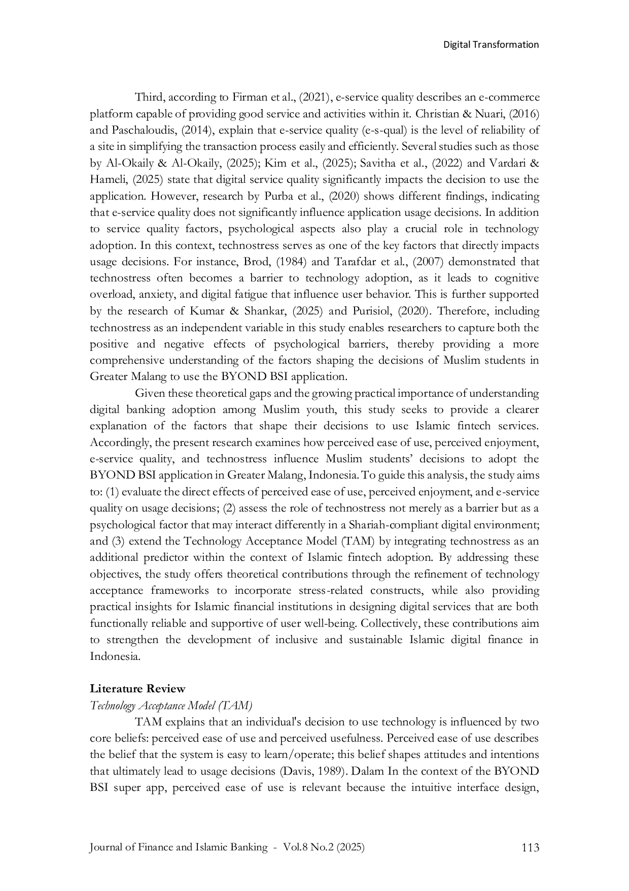 JURIS Digital Transformation in Islamic Banking Examining User Adoption of BYOND BSI in Indonesia