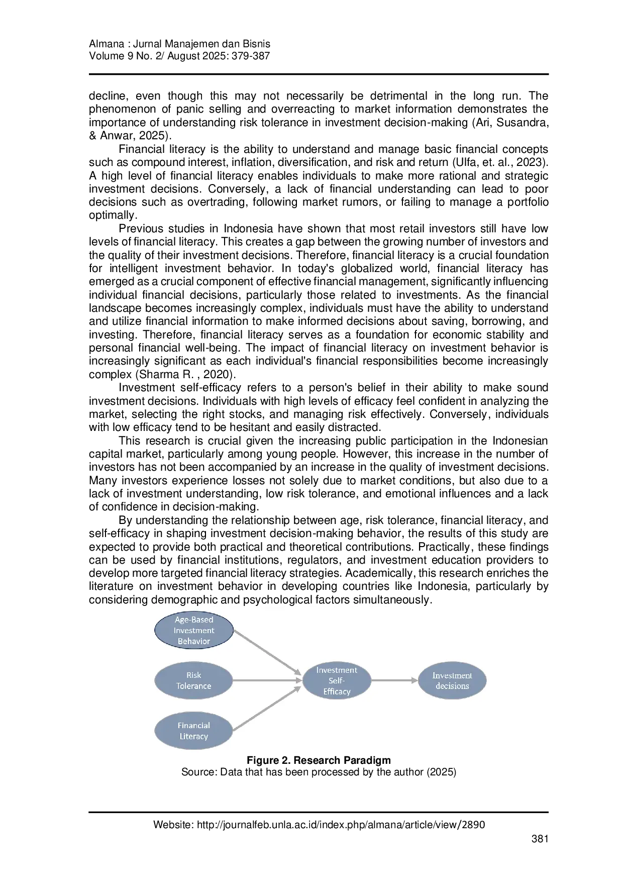 JURIS Understanding Investment Decisions Behavior The Effects of Age Based Investment Behavior Risk Tolerance and Financial Literacy Mediated by Investment Self Efficacy