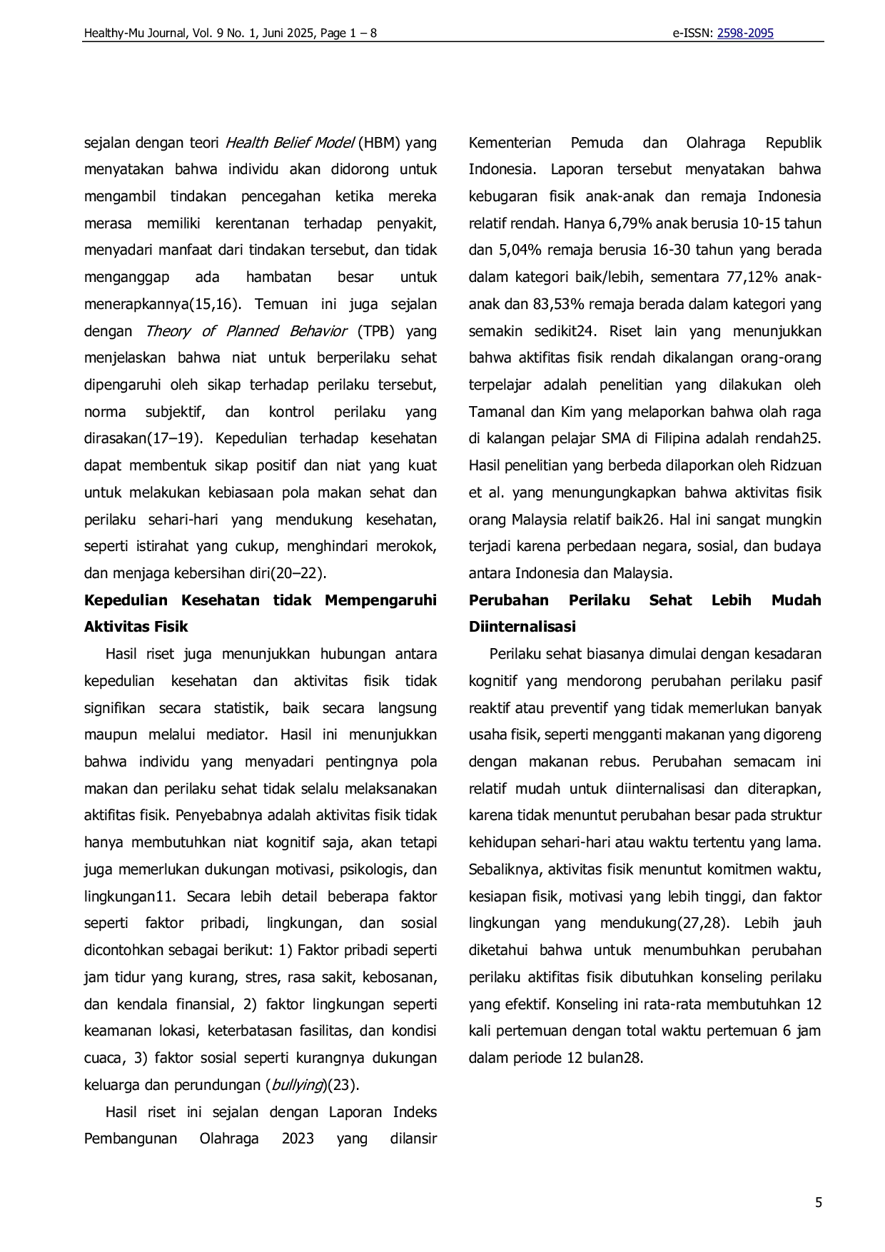 JURIS Preferensi Perubahan Perilaku Berdasarkan Kepedulian Kesehatan Analisis Kecenderungan terhadap Perilaku dengan Upaya Minimal