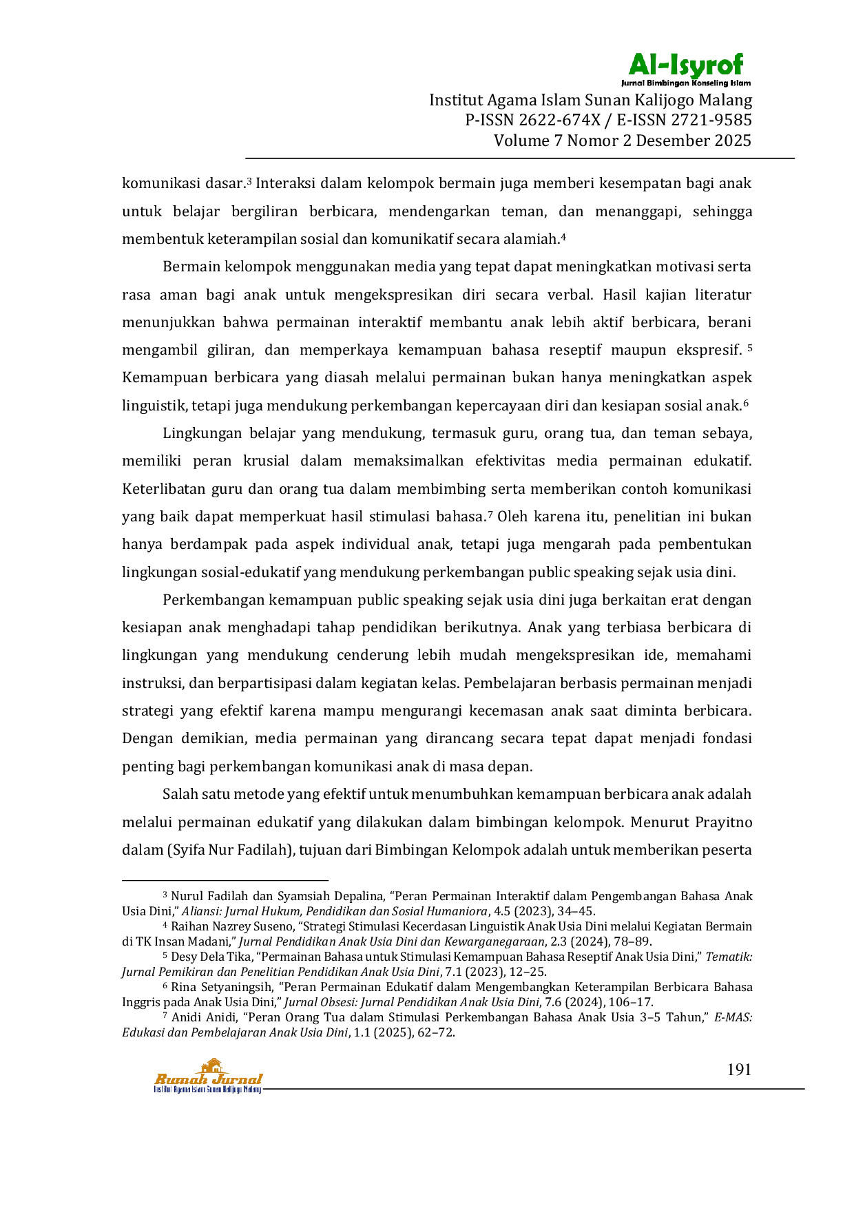 JURIS Pengembangan Permainan Monopoli Melalui Bimbingan Kelompok Untuk Meningkatkan Public Speaking Di KB PKK Tunas Bangsa Sidorejo