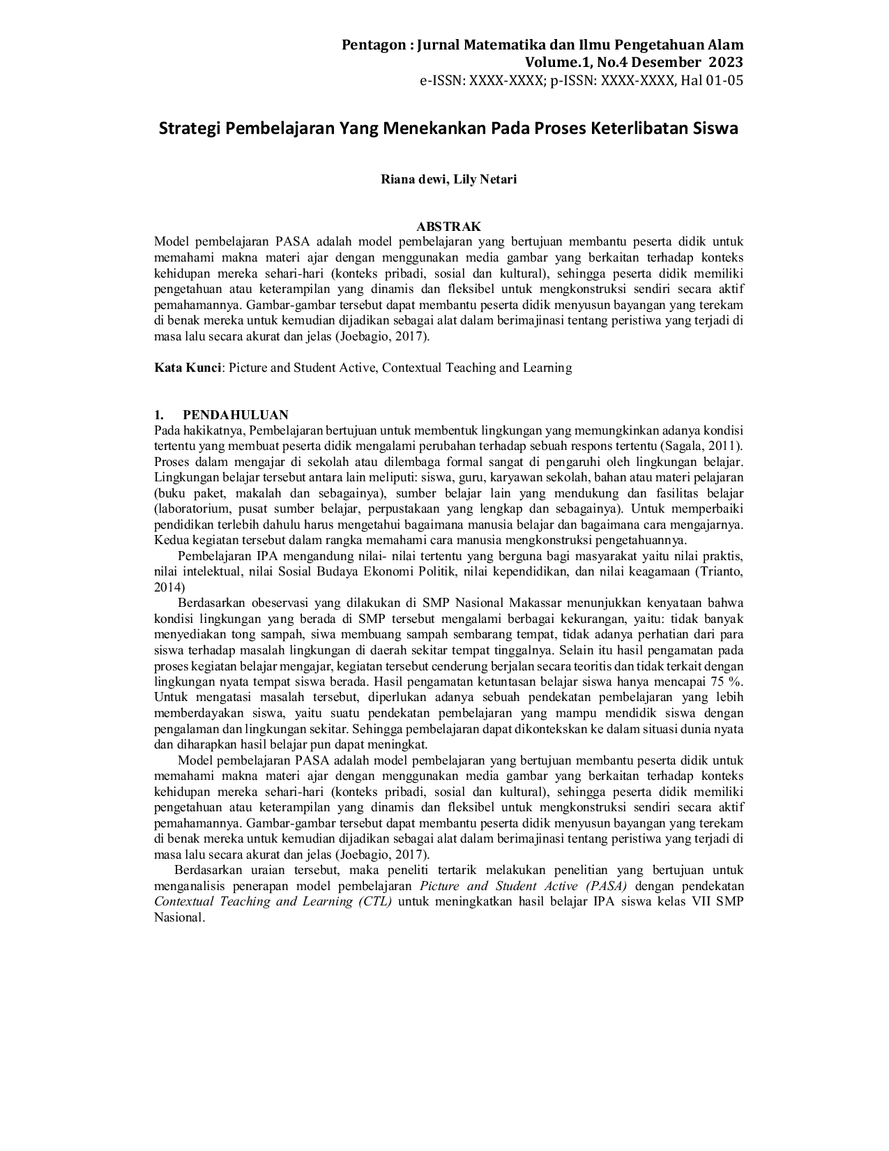 JURIS Strategi Pembelajaran Yang Menekankan Pada Proses Keterlibatan Siswa