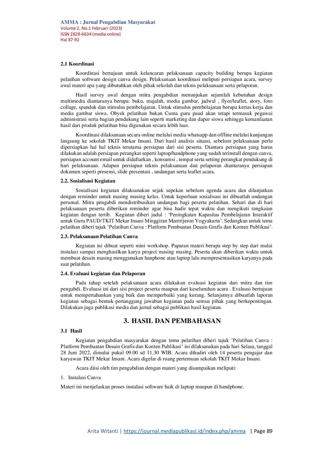 JURIS Pelatihan Software Design Bagi Pendidik di Lingkungan TKIT Mekar Insani Untuk Meningkatkan Pembelajaran Interaktif