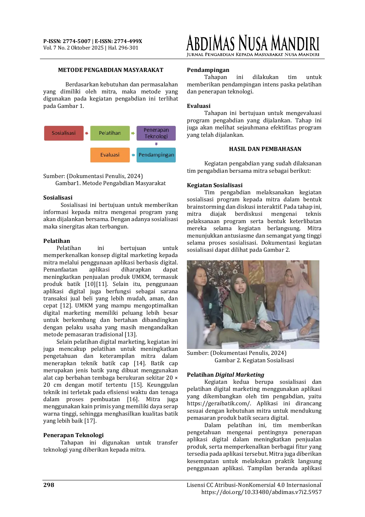 JURIS Pendampingan Ukm Batik Lasem Melalui Inovasi Canting Cap Dan Digital Marketing