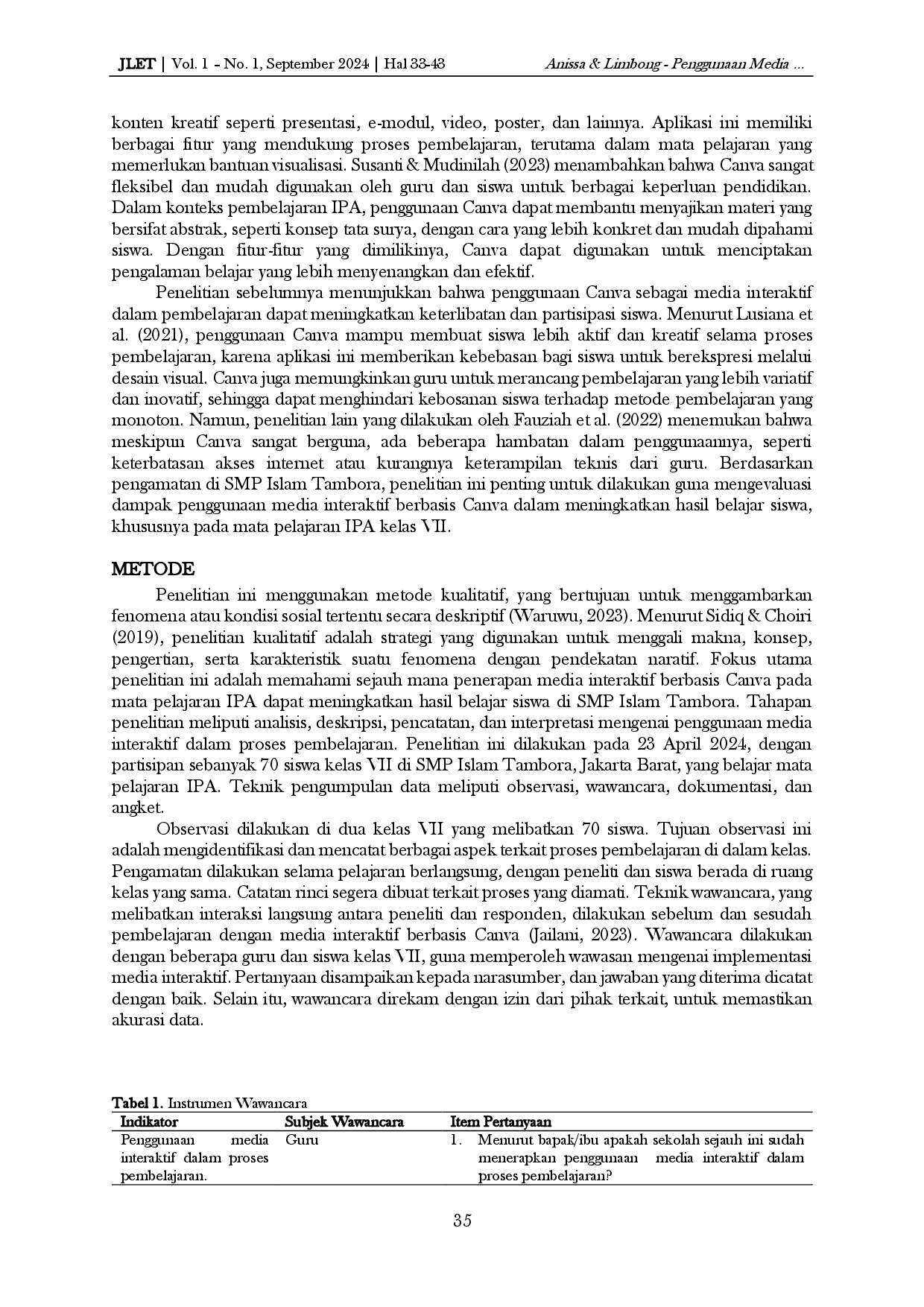 juris Penggunaan Media Pembelajaran Interaktif Berbasis Canva untuk Meningkatkan Hasil Belajar Siswa Kelas VII di SMP Islam Tambora