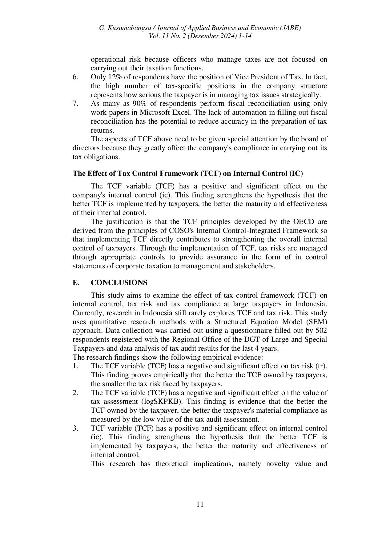 JURIS Tax Control Framework Tax Risk and Tax Compliance Evidence from Indonesian Large Taxpayers