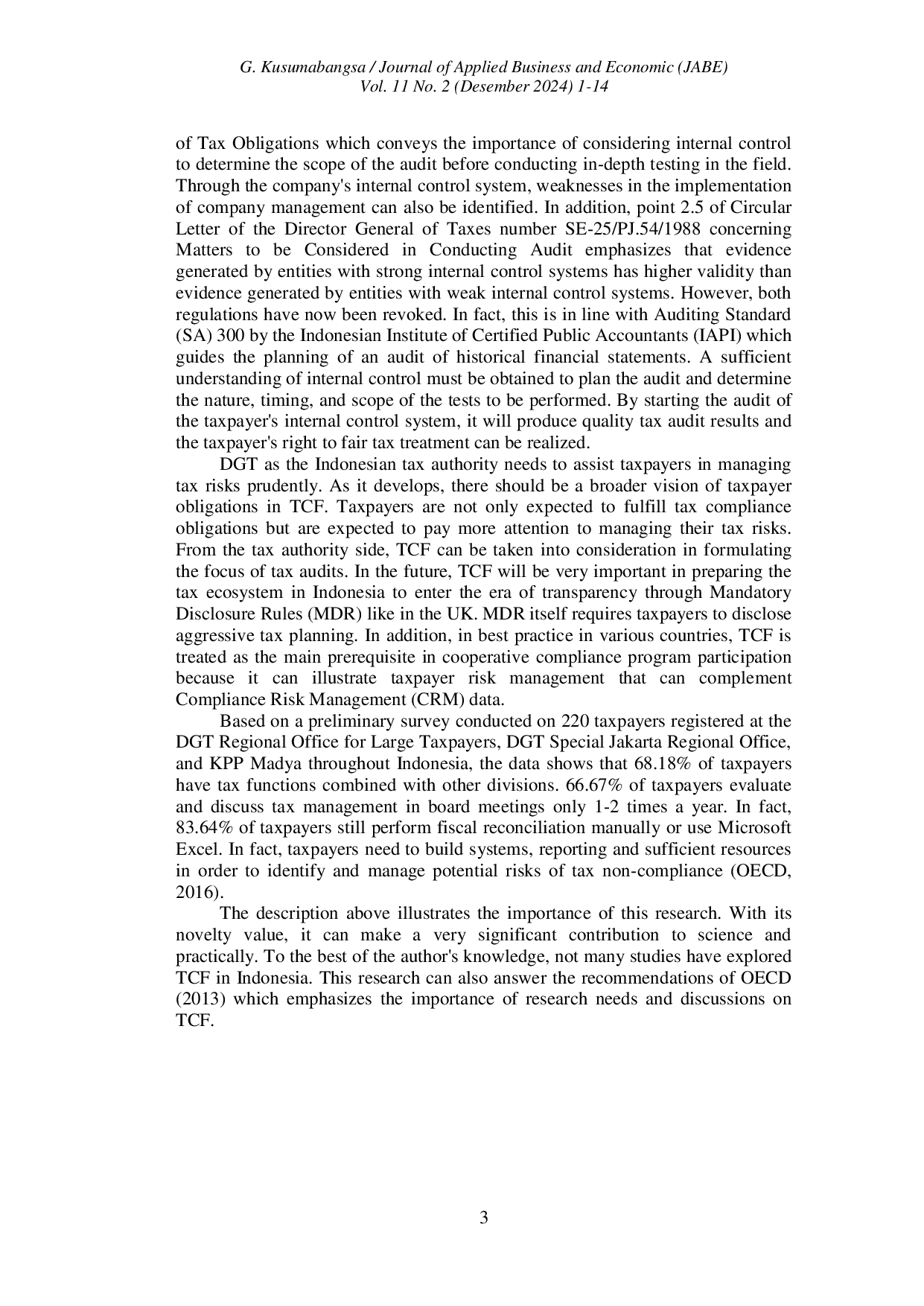 JURIS Tax Control Framework Tax Risk and Tax Compliance Evidence from Indonesian Large Taxpayers
