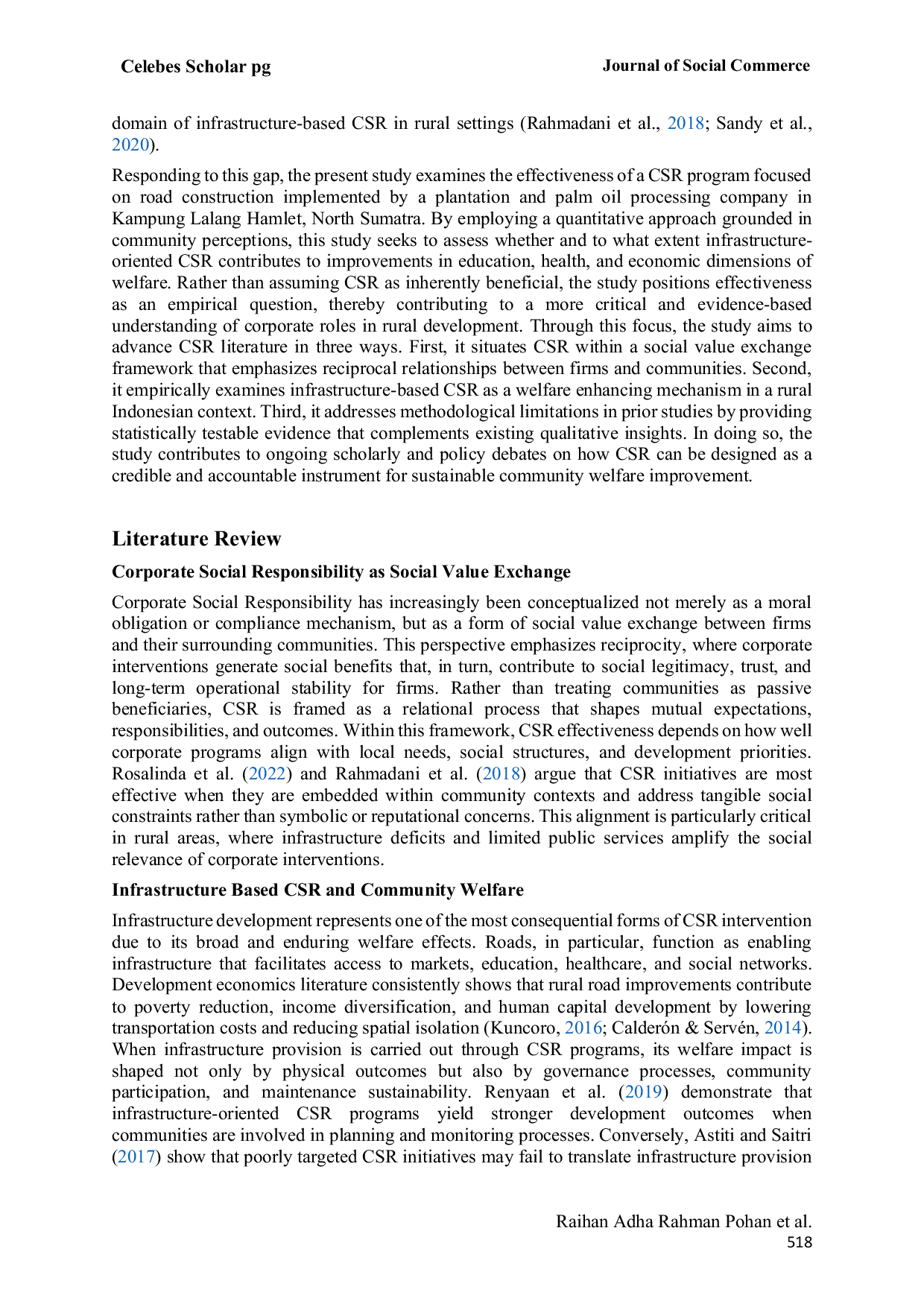 JURIS The Influence of Corporate Social Responsibility Effectiveness on Community Welfare A Study of Social Value Exchange in Rural Infrastructure Development
