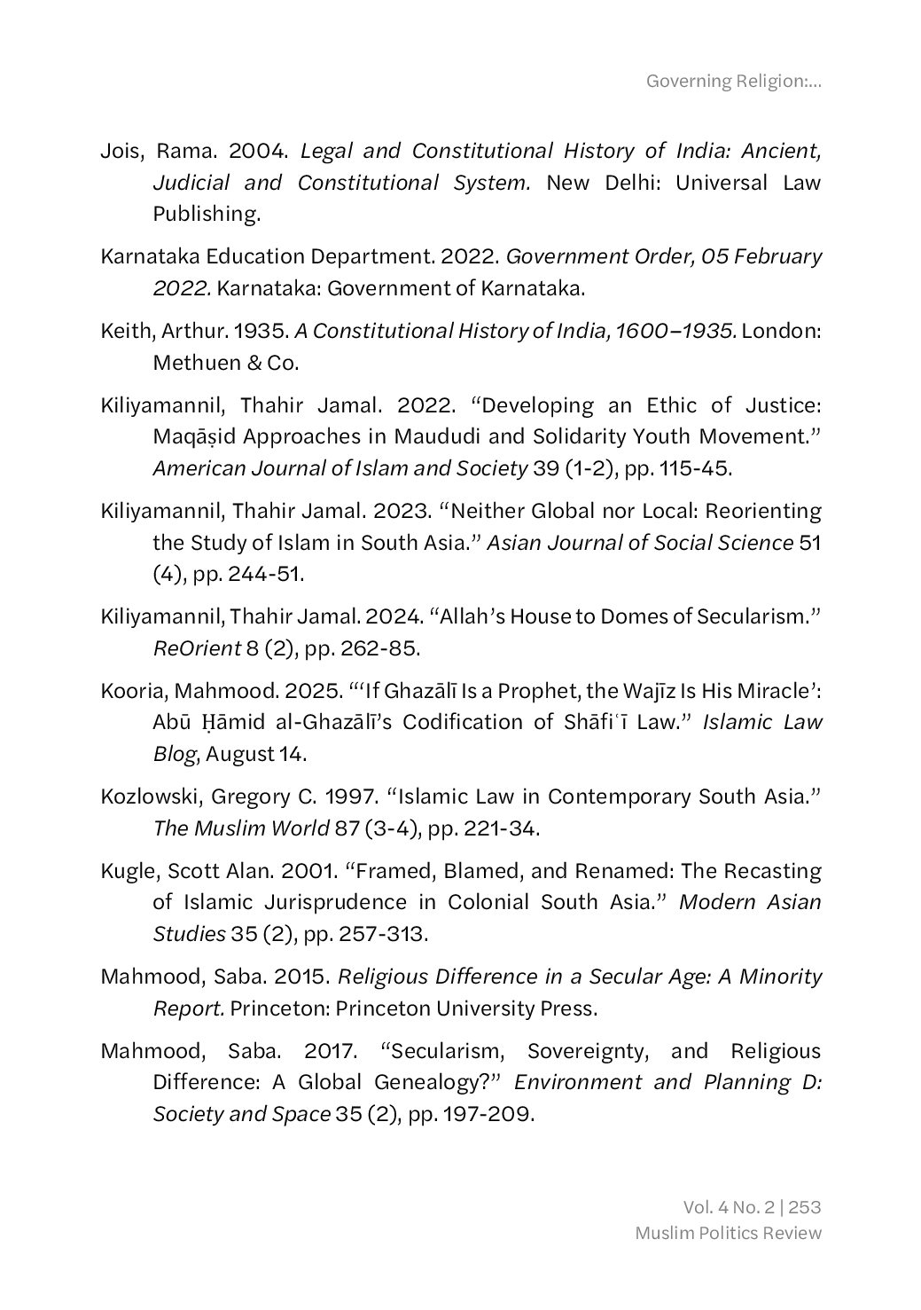 JURIS Governing Religion Colonial Legality State and the Case of Hijab in India