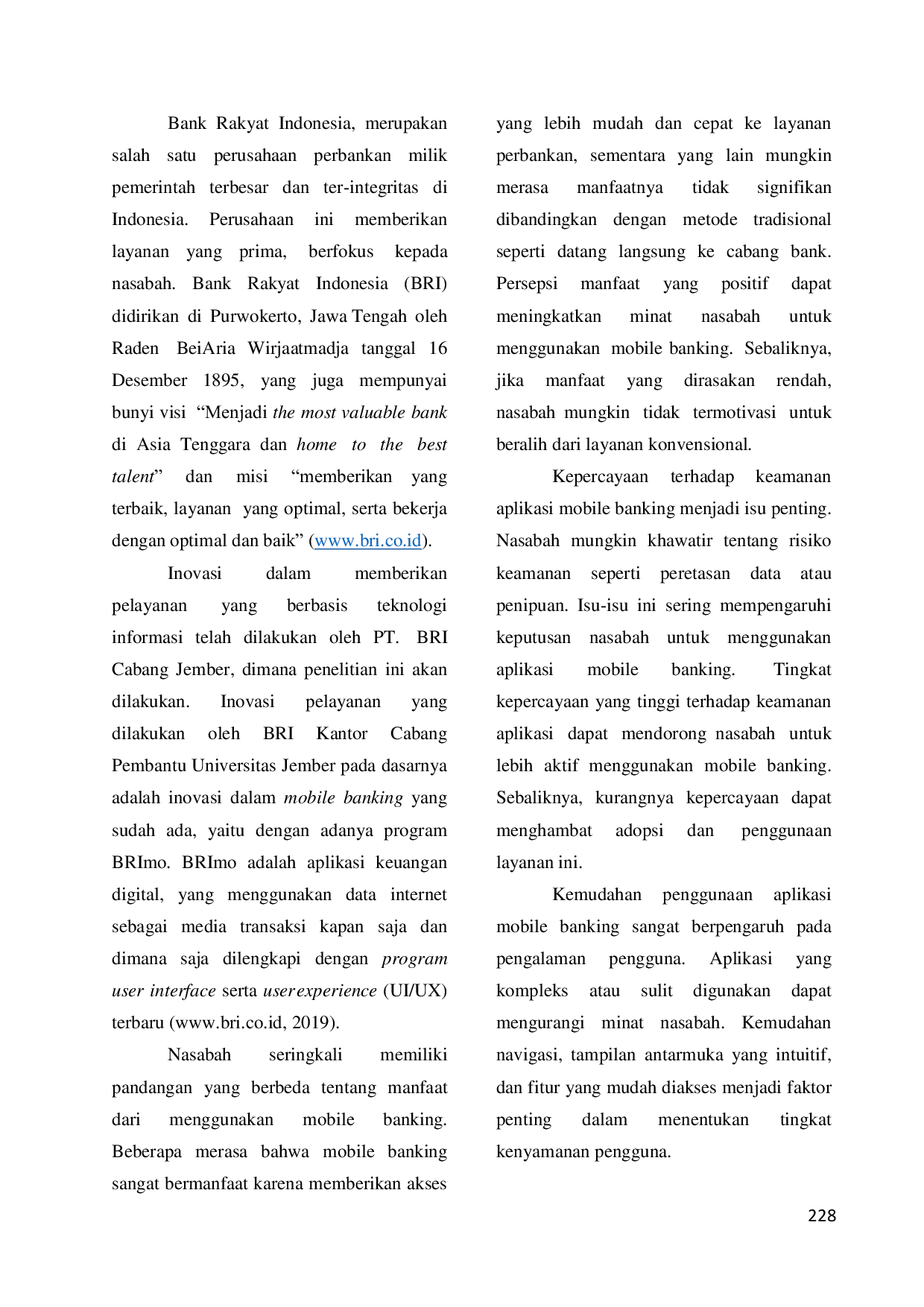 JURIS Pengaruh Persepsi Manfaat Kepercayaan Dan Kemudahan Penggunaan Terhadap Minat Nasabah Menggunakan Mobile Banking Di Bri Kcp Universitas Jember