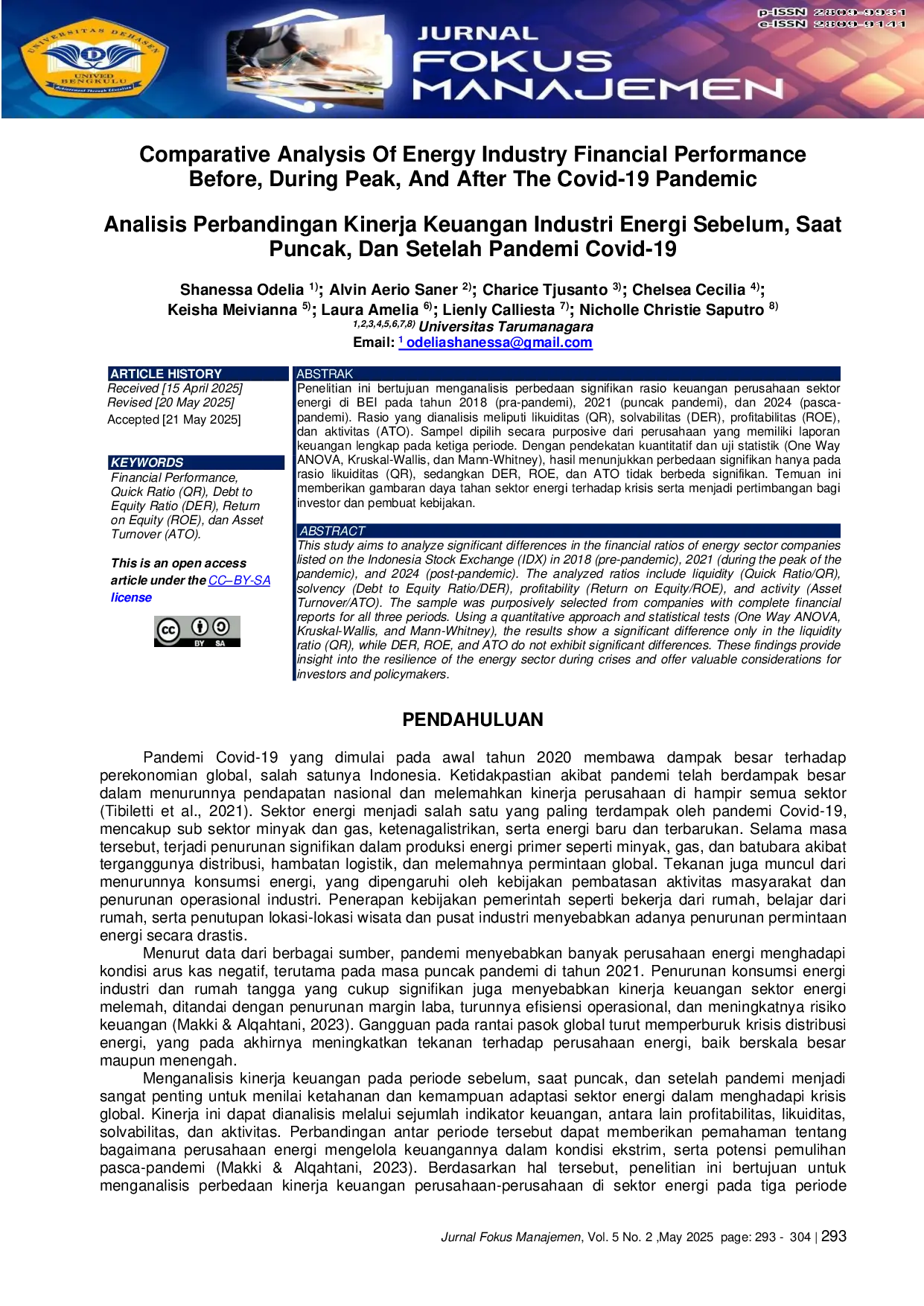 JURIS Comparative Analysis Of Energy Industry Financial Performance Before During Peak And After The Covid 19 Pandemic