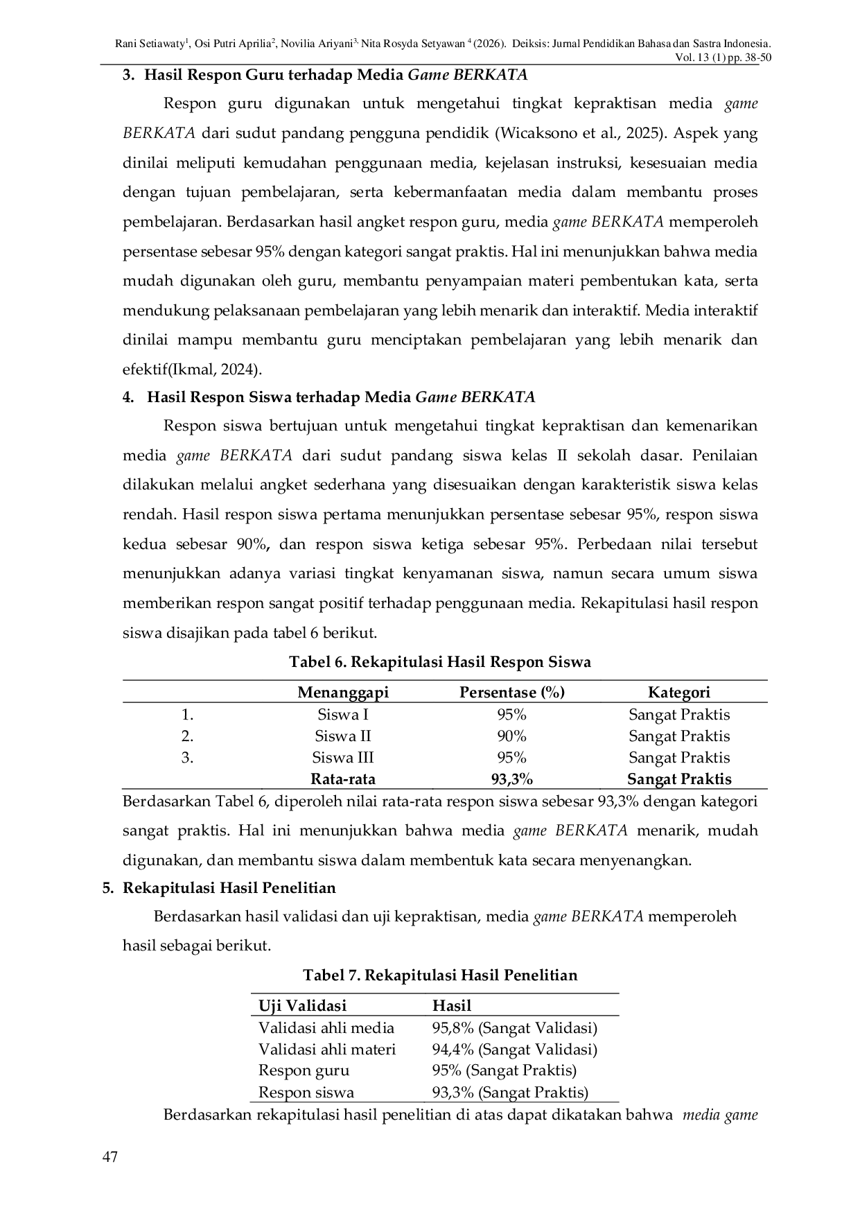 JURIS Development of the BERKATA Game as an Interactive Learning Media for Word Formation in Phase A Elementary School Students