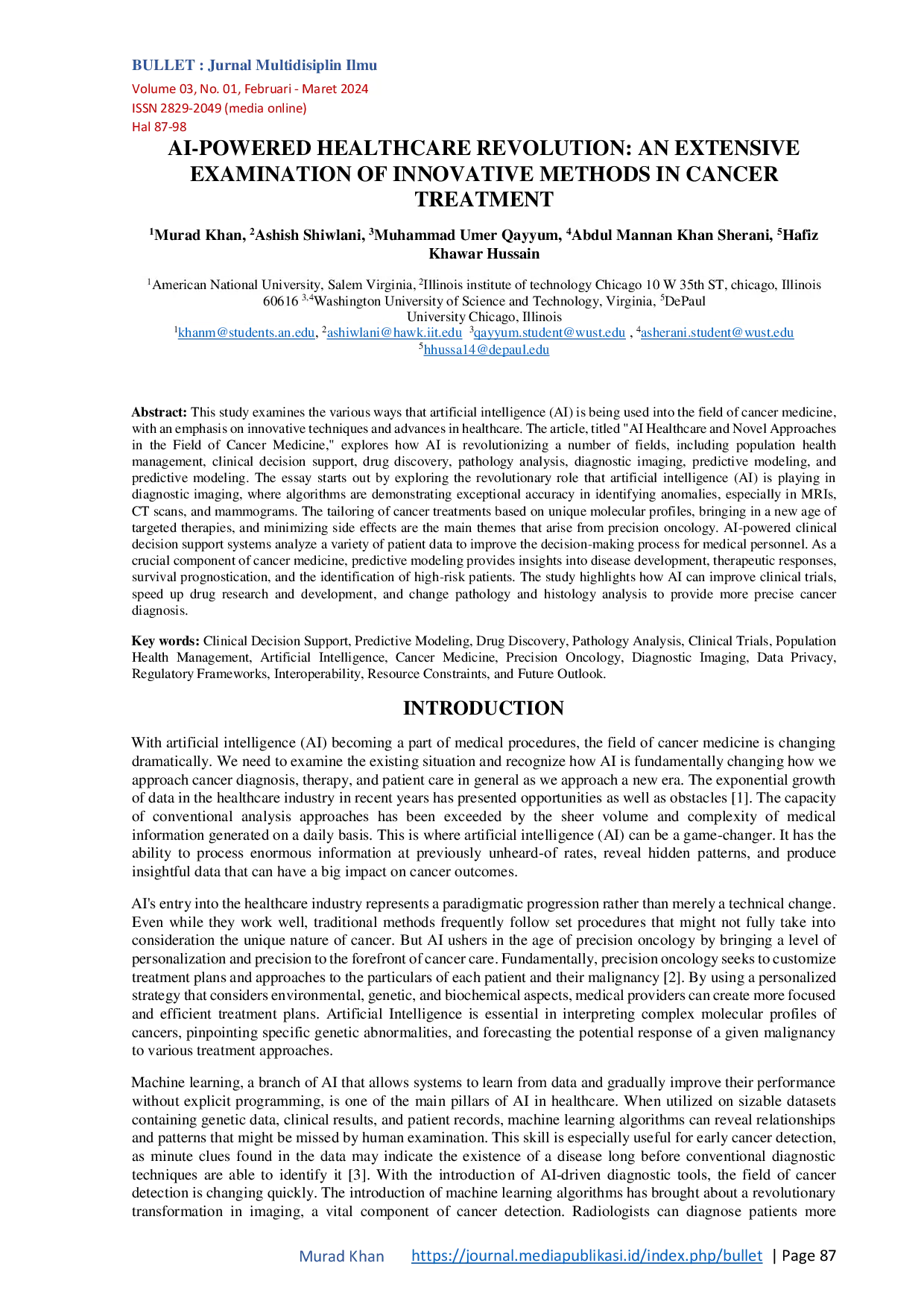 JURIS AI Powered Healthcare Revolution An Extensive Examination of Innovative Methods in Cancer Treatment