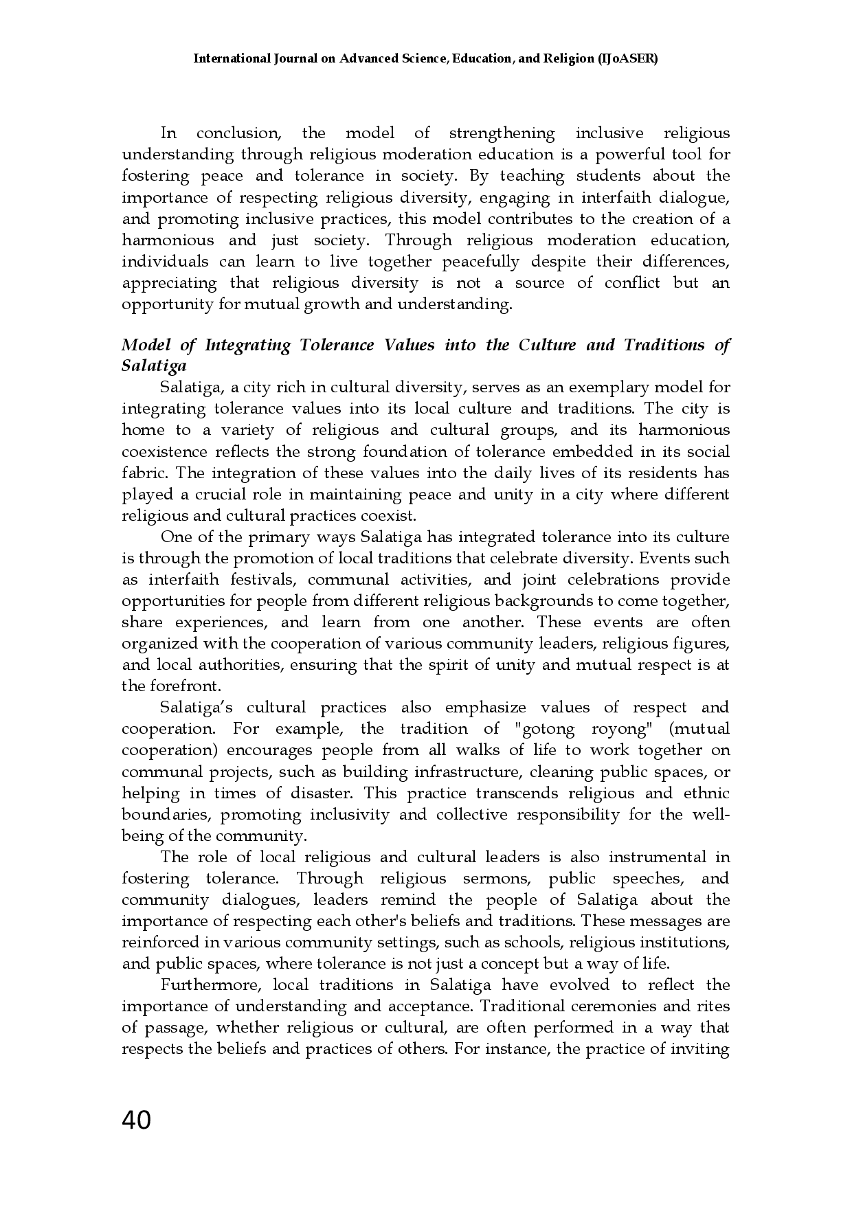 juris Religious Tolerance Model in Salatiga Analysis of the Implementation of Religious Moderation Concept in a Multicultural City