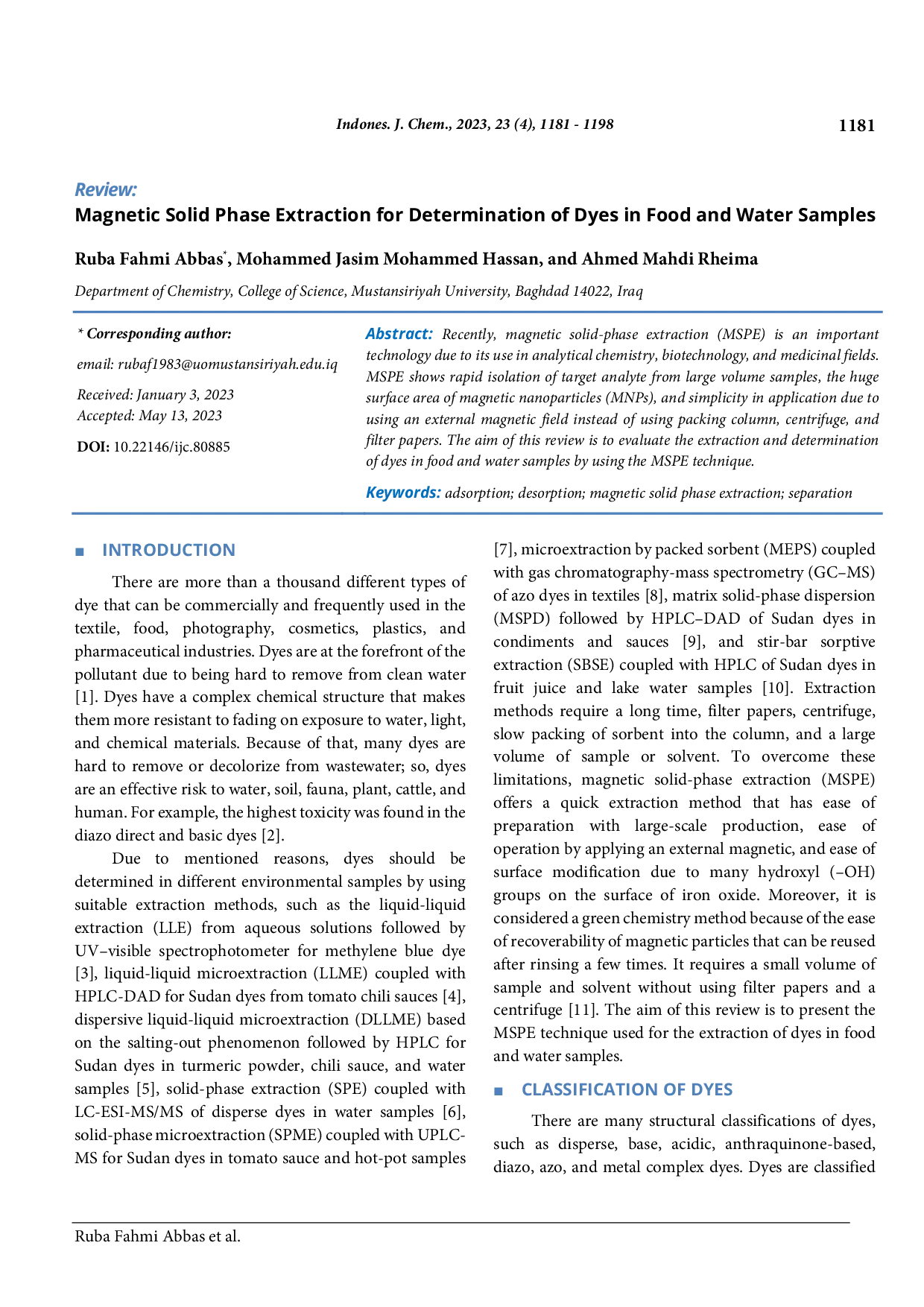 JURIS Magnetic Solid Phase Extraction for Determination of Dyes in Food and Water Samples