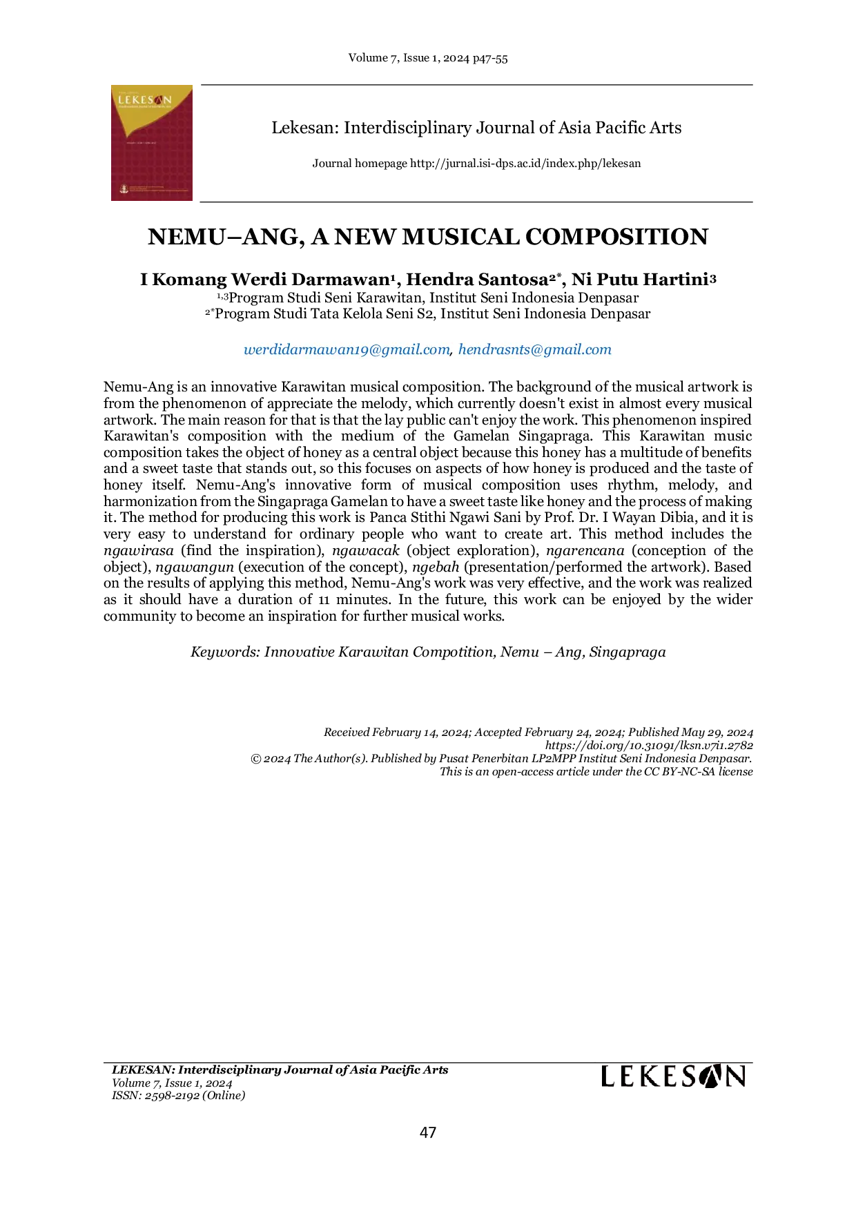 JURIS Nemu Ang A New Musical Composition