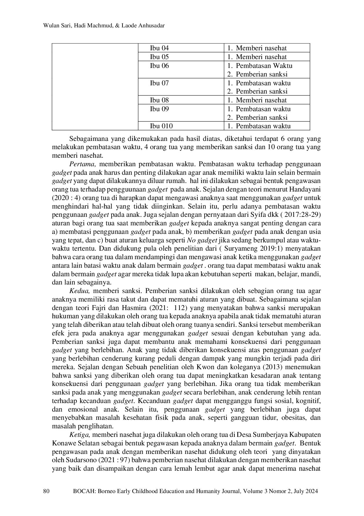 JURIS Pengawasan Orang Tua terhadap Penggunaan Gadget pada Anak Usia Dini