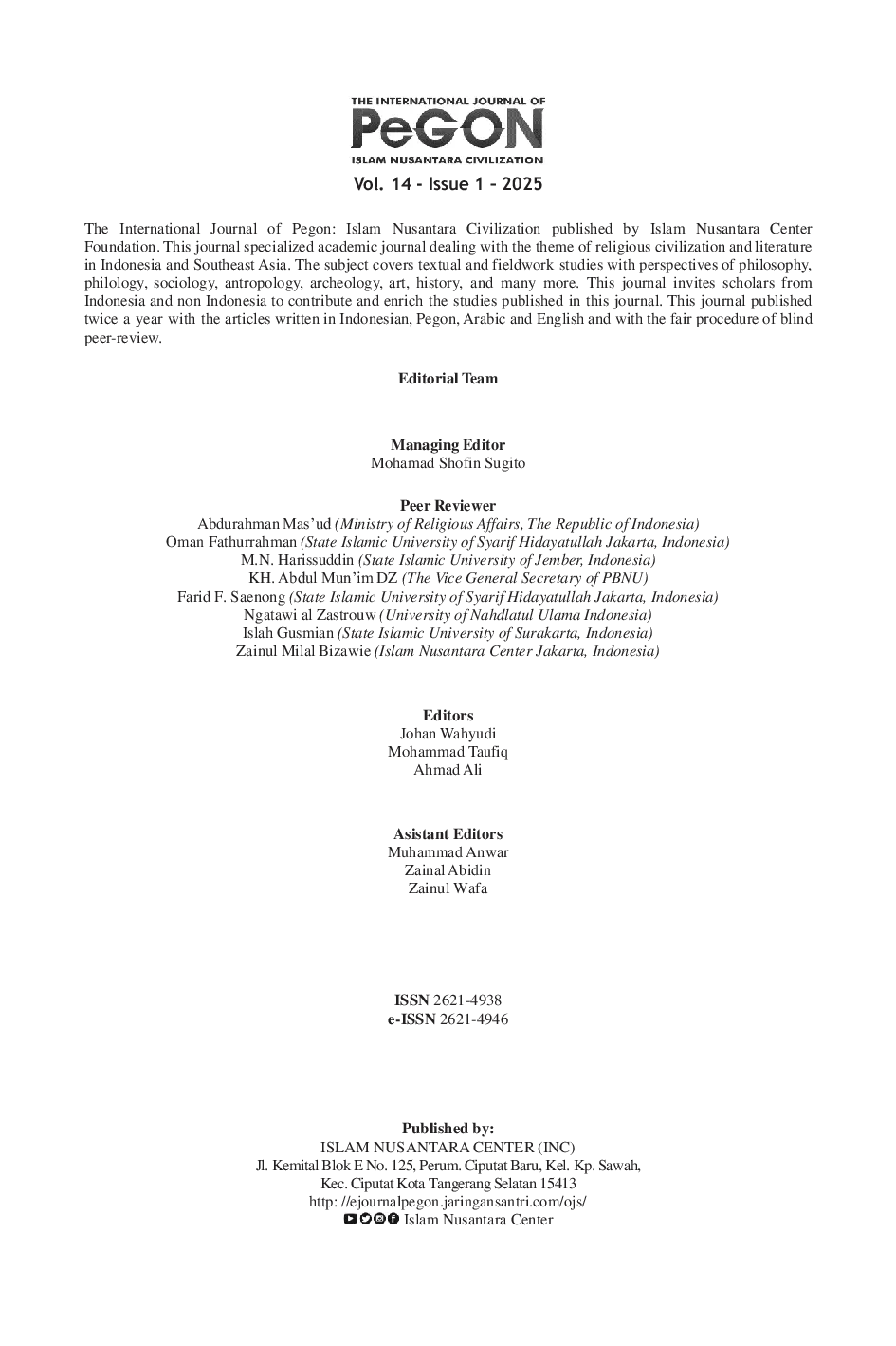 JURIS Contemporary Challenges In Islamic Scholarship In The Light Of Intellectual Connections Between Central Asia and Southeast Asia