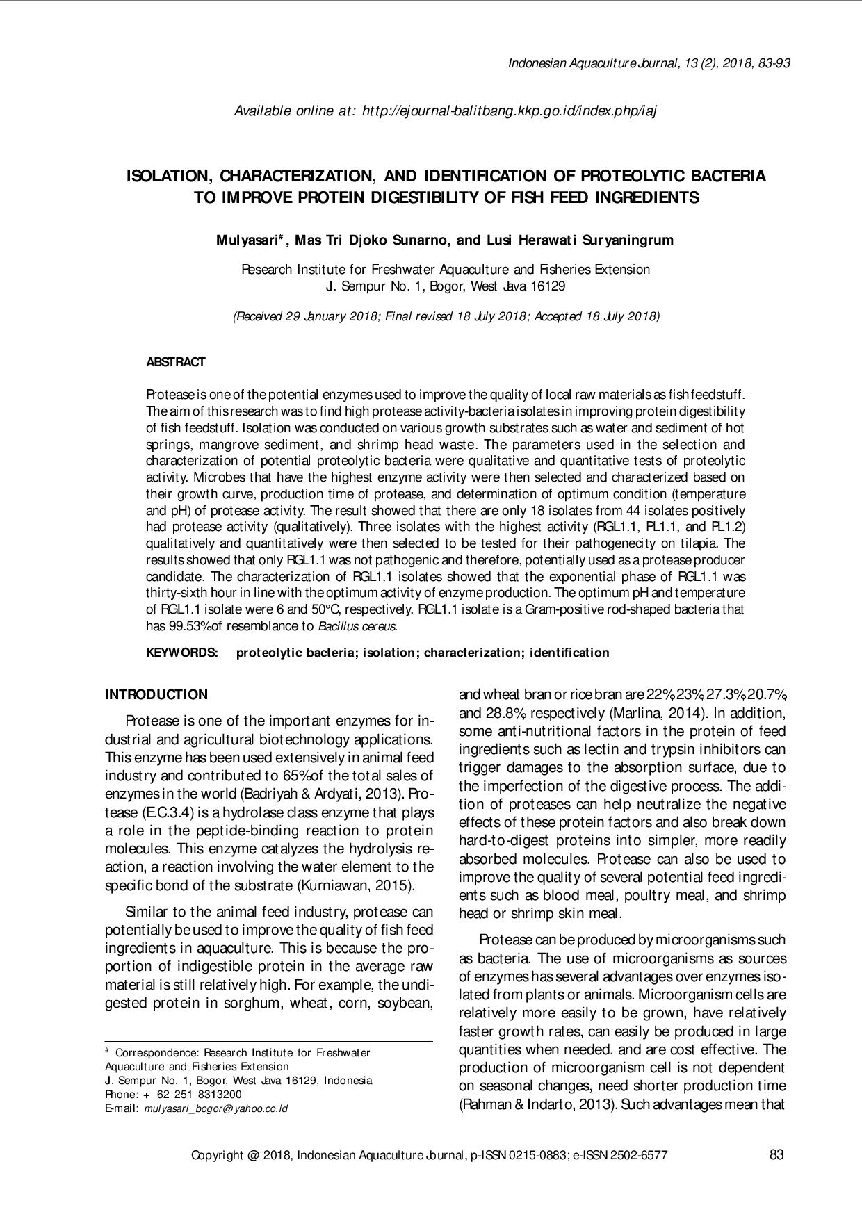 juris Isolasi Karakterisasi Dan Identifikasi Bakteri Proteolitik Untuk Memperbaiki Kelarutan Protein Bahan Pakan Ikan