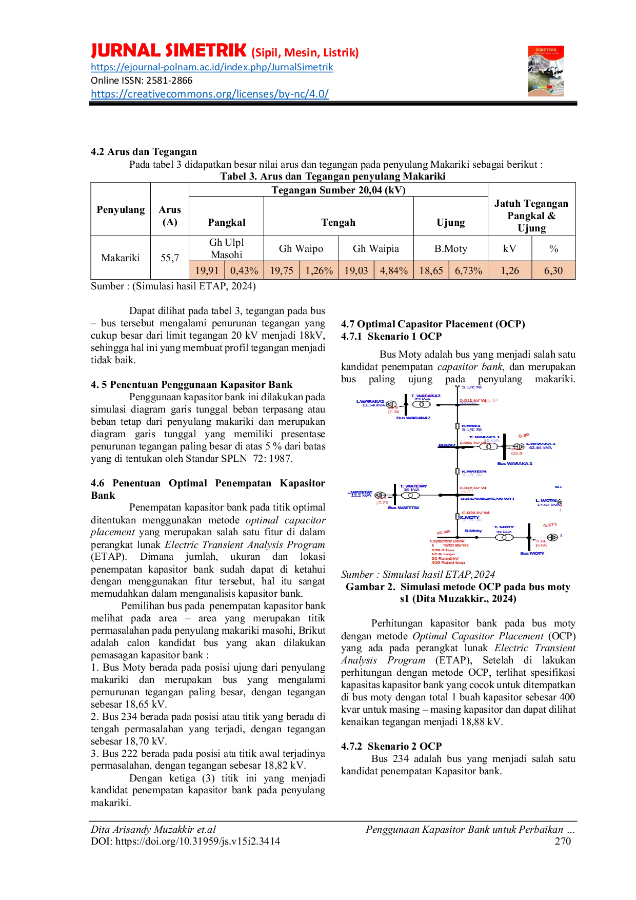 JURIS Penggunaan Kapasitor Bank untuk Perbaikan Profil Tegangan Pada Penyulang Makariki Area Masohi
