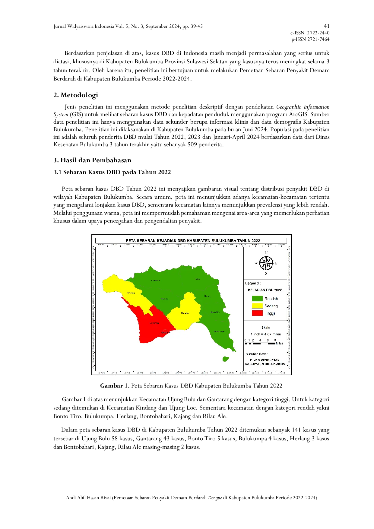 JURIS Pemetaan Sebaran Penyakit Demam Berdarah Dengue di Kabupaten Bulukumba Periode 2022 2024