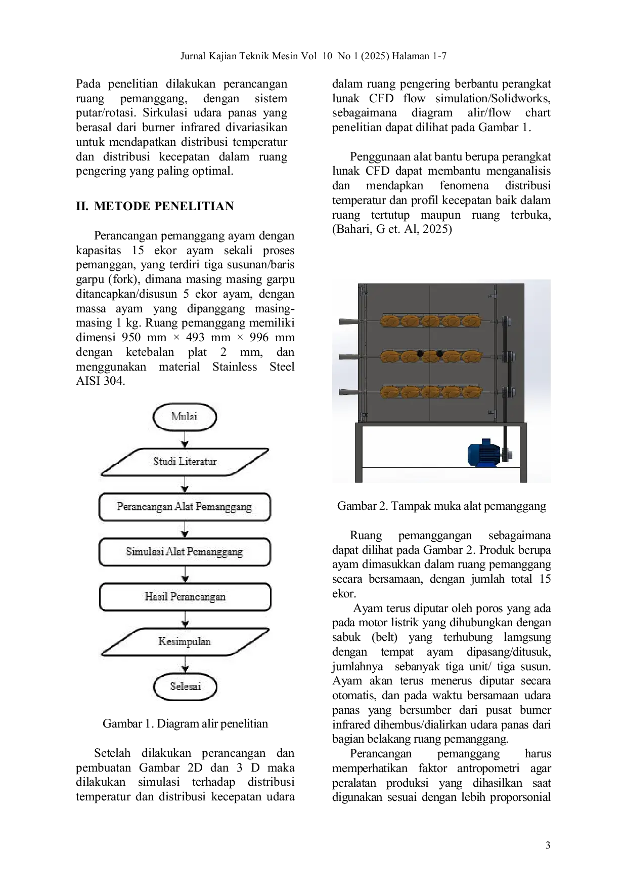 JURIS Perancangan dan Simulasi Distribusi Temperatur dan Kecepatan Udara pada Mesin Pemanggang Ayam