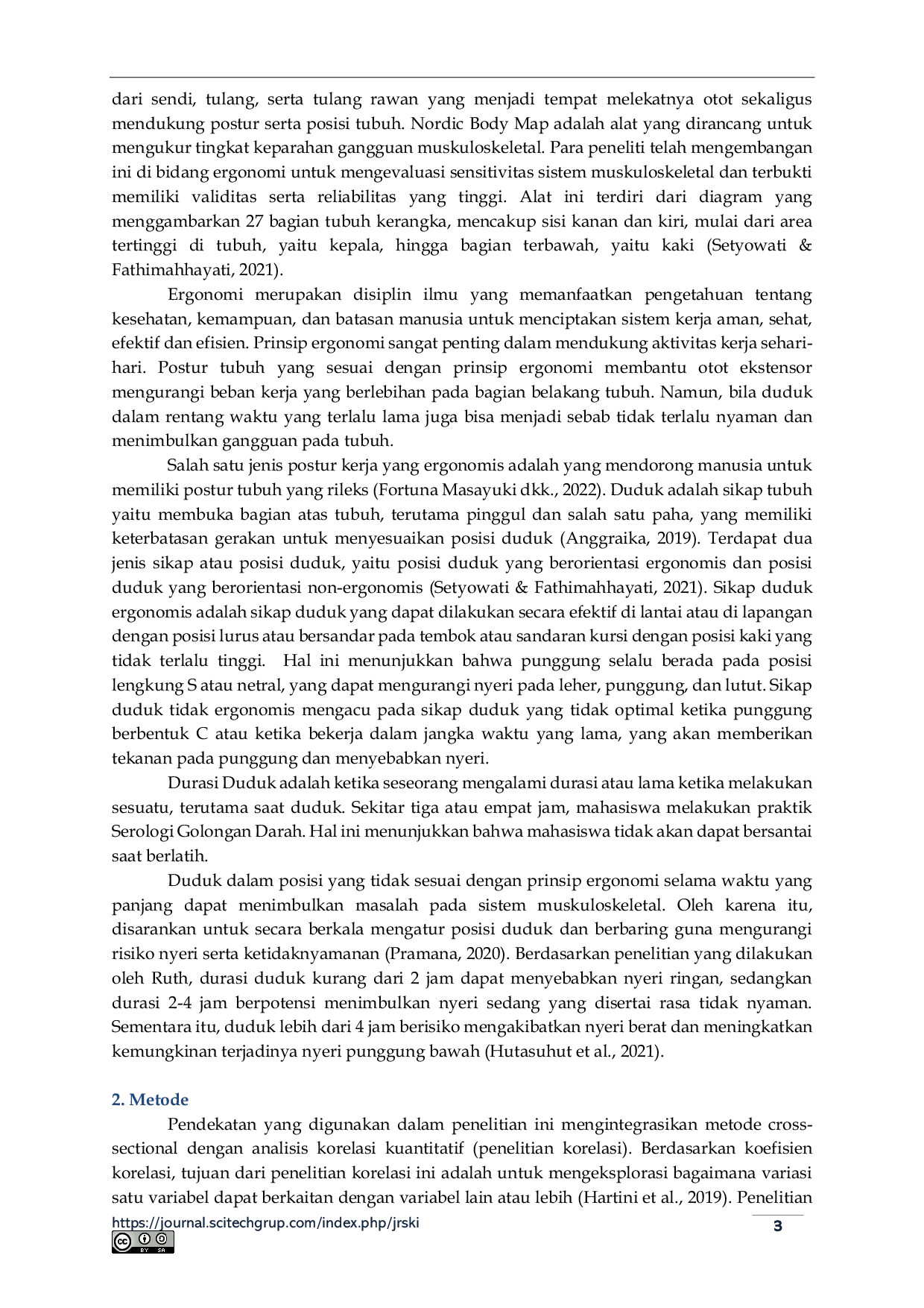 JURIS Korelasi Sikap Duduk dan Durasi Duduk dengan Masalah Muskuloskeletal Pada Mahasiswa TBD Angkatan 7