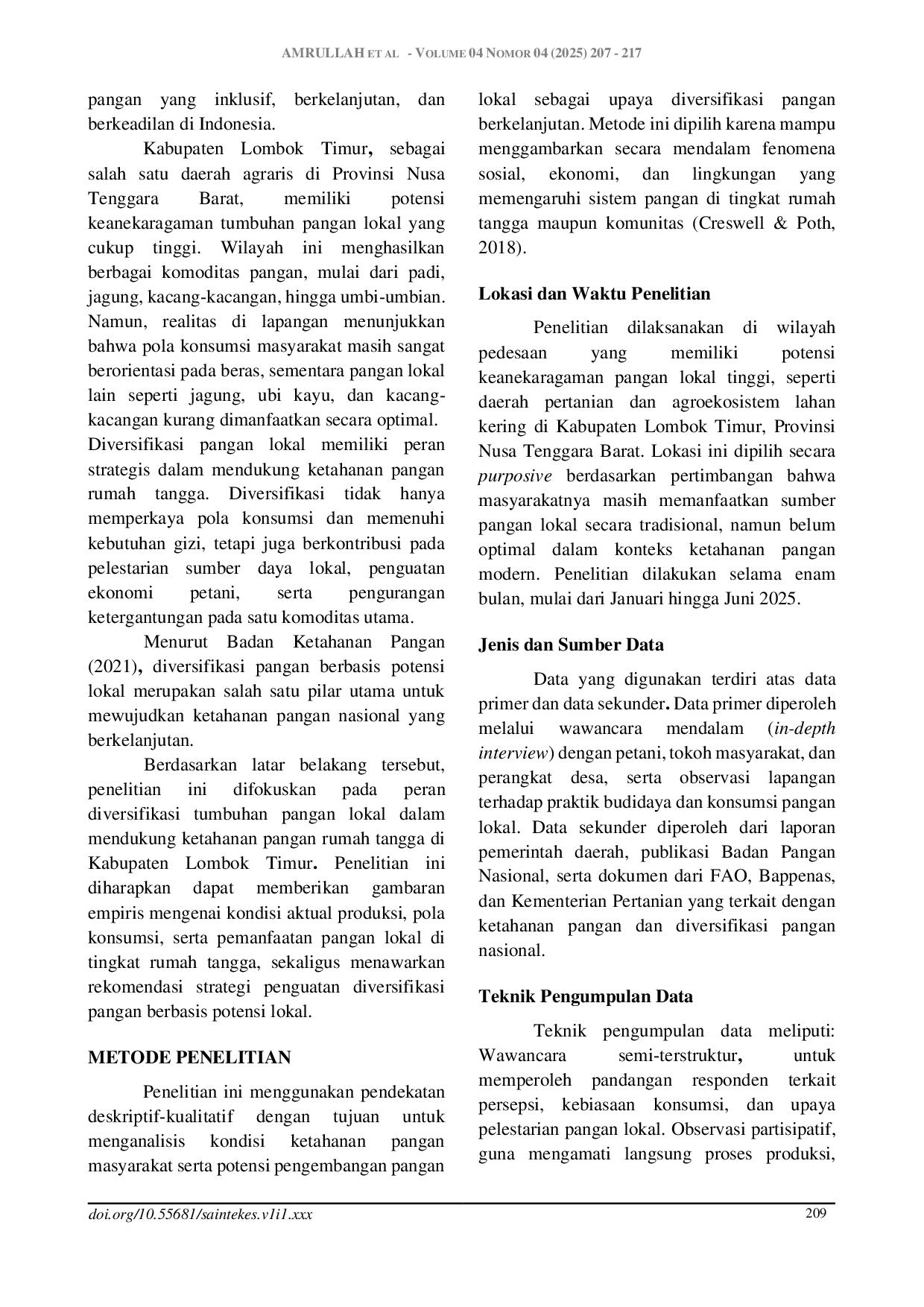 JURIS Menguatkan Ketahanan Pangan Melalui Pangan Lokal Studi Kasus Di Kecamatan Suralaga Lombok Timur