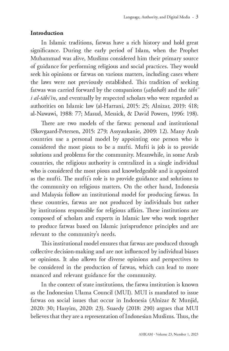 juris Language Authority and Digital Media The Impact on the Legitimacy of Fatwas